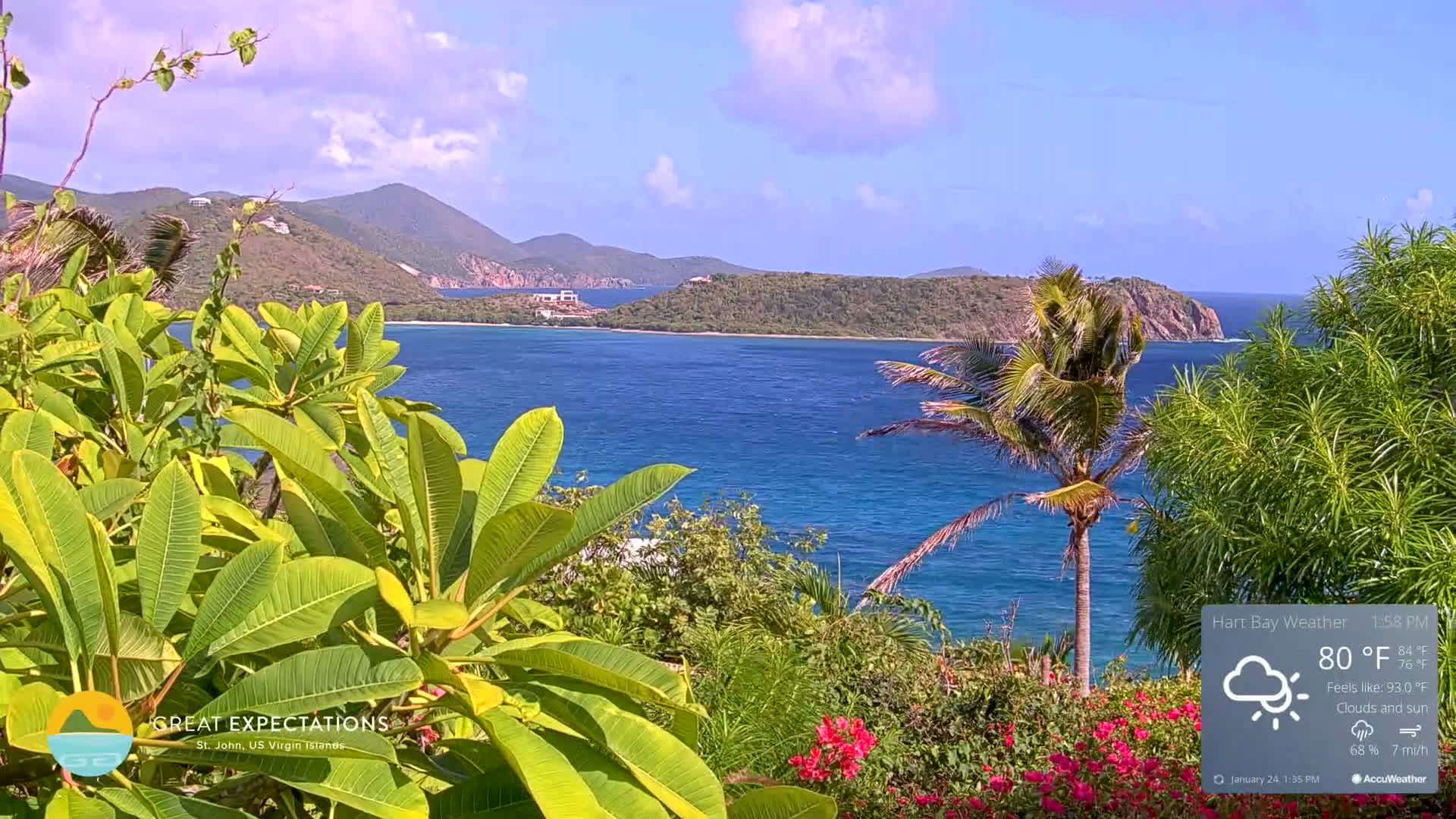 St. John, Hart & Rendezvous Bays Live Cam - Cruz Bay, St. John, United States Virgin Islands, USA