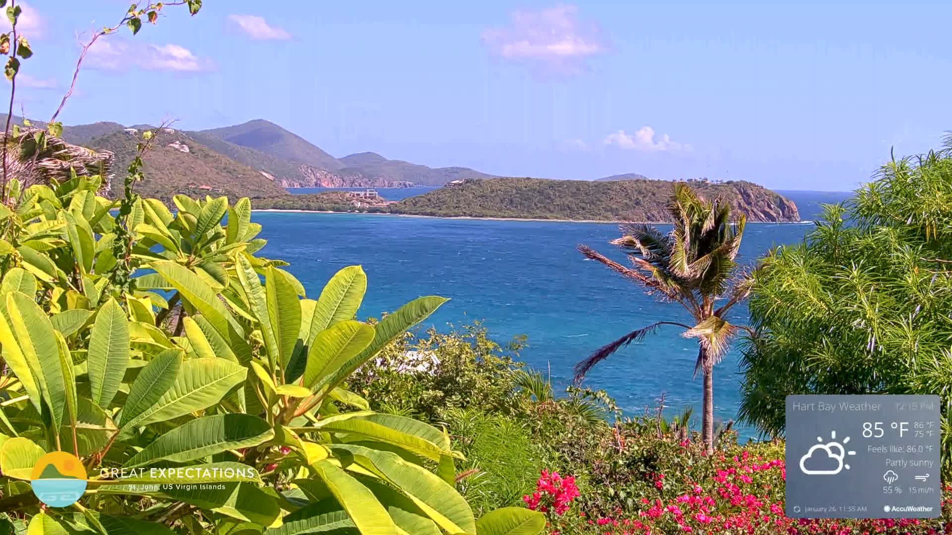 St. John, Hart & Rendezvous Bays Live Cam - Cruz Bay, St. John, United States Virgin Islands, USA