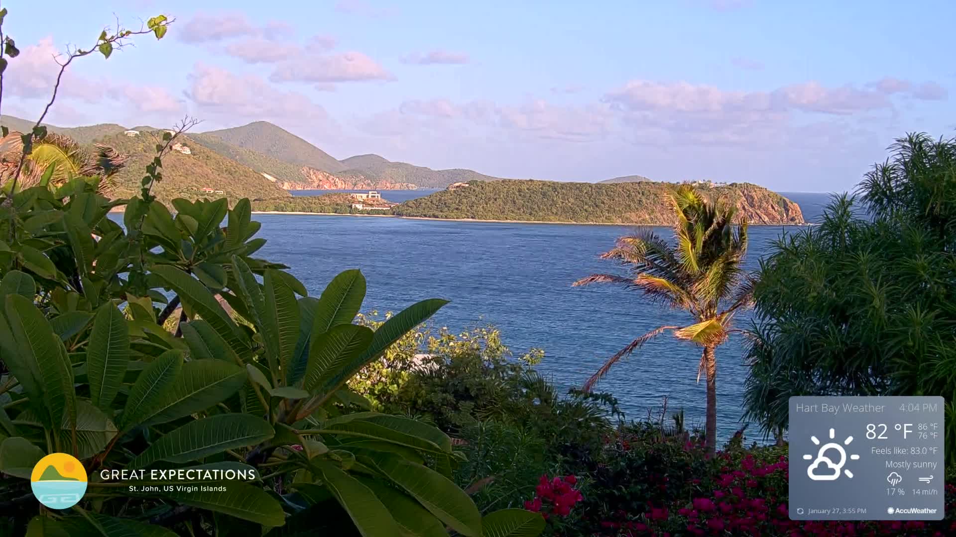 St. John, Hart & Rendezvous Bays Live Cam - Cruz Bay, St. John, United States Virgin Islands, USA
