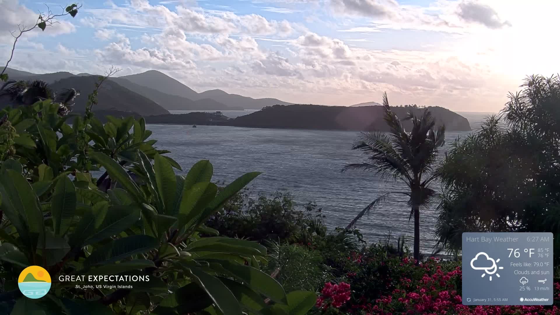 St. John, Hart & Rendezvous Bays Live Cam - Cruz Bay, St. John, United States Virgin Islands, USA