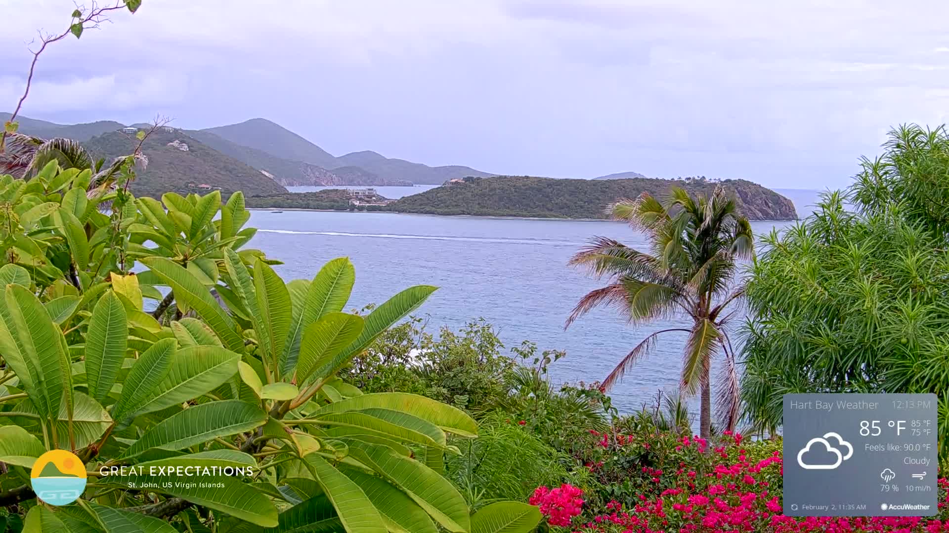 St. John, Hart & Rendezvous Bays Live Cam - Cruz Bay, St. John, United States Virgin Islands, USA