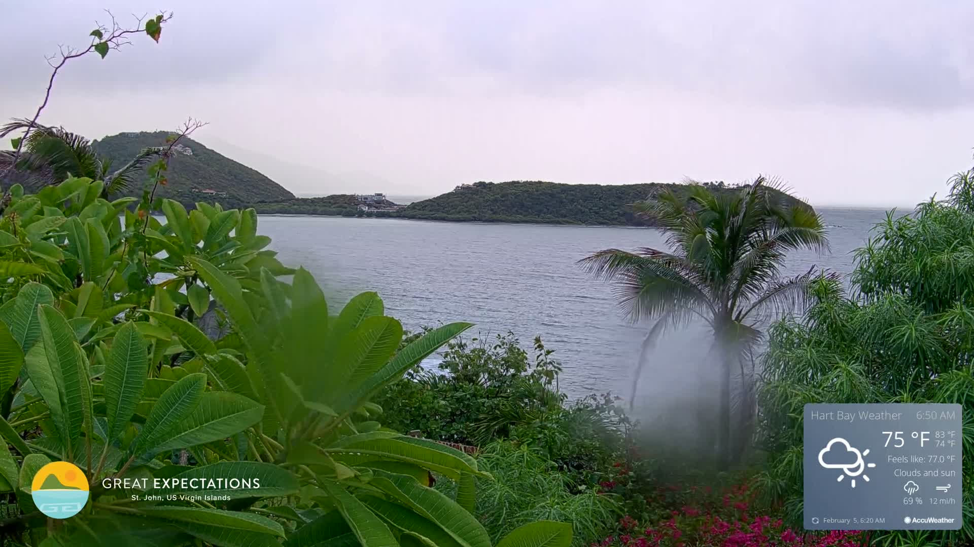 St. John, Hart & Rendezvous Bays Live Cam - Cruz Bay, St. John, United States Virgin Islands, USA