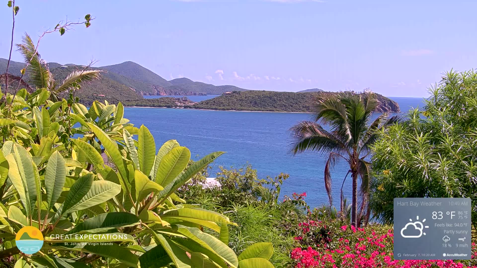 St. John, Hart & Rendezvous Bays Live Cam - Cruz Bay, St. John, United States Virgin Islands, USA