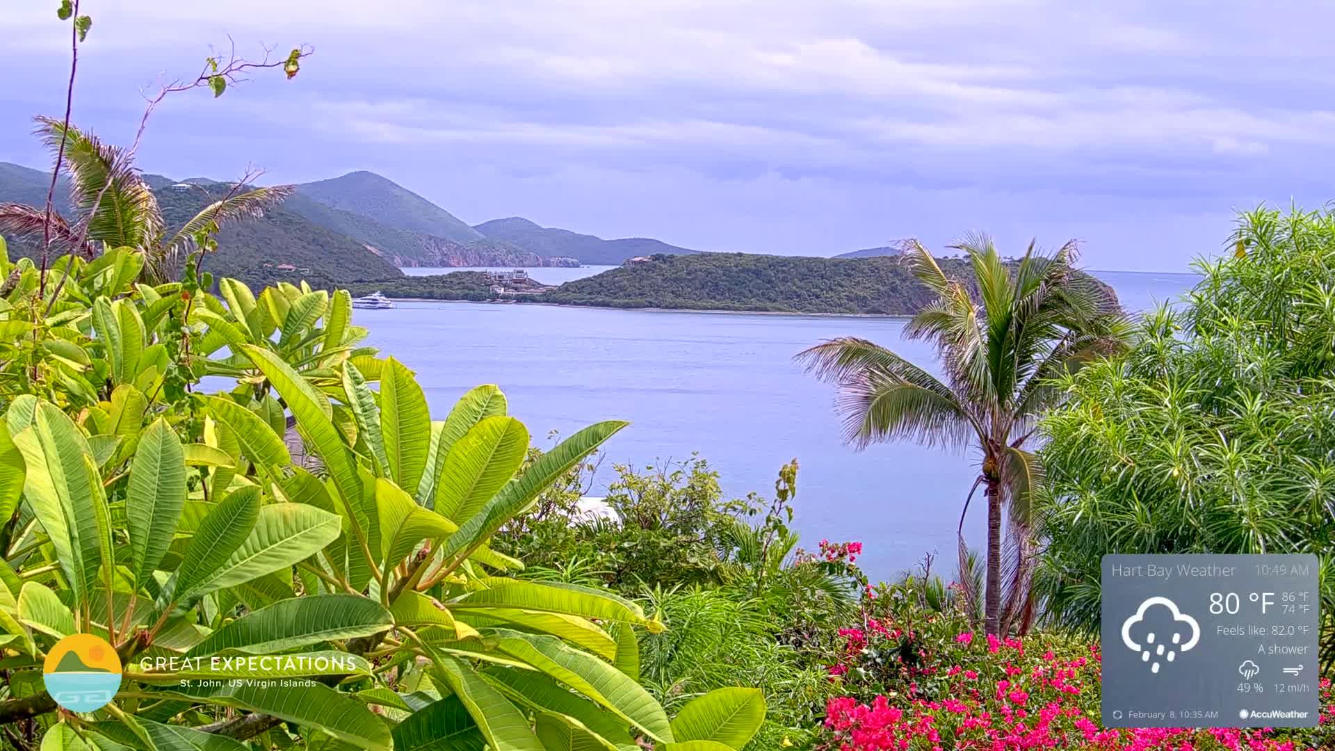 St. John, Hart & Rendezvous Bays Live Cam - Cruz Bay, St. John, United States Virgin Islands, USA