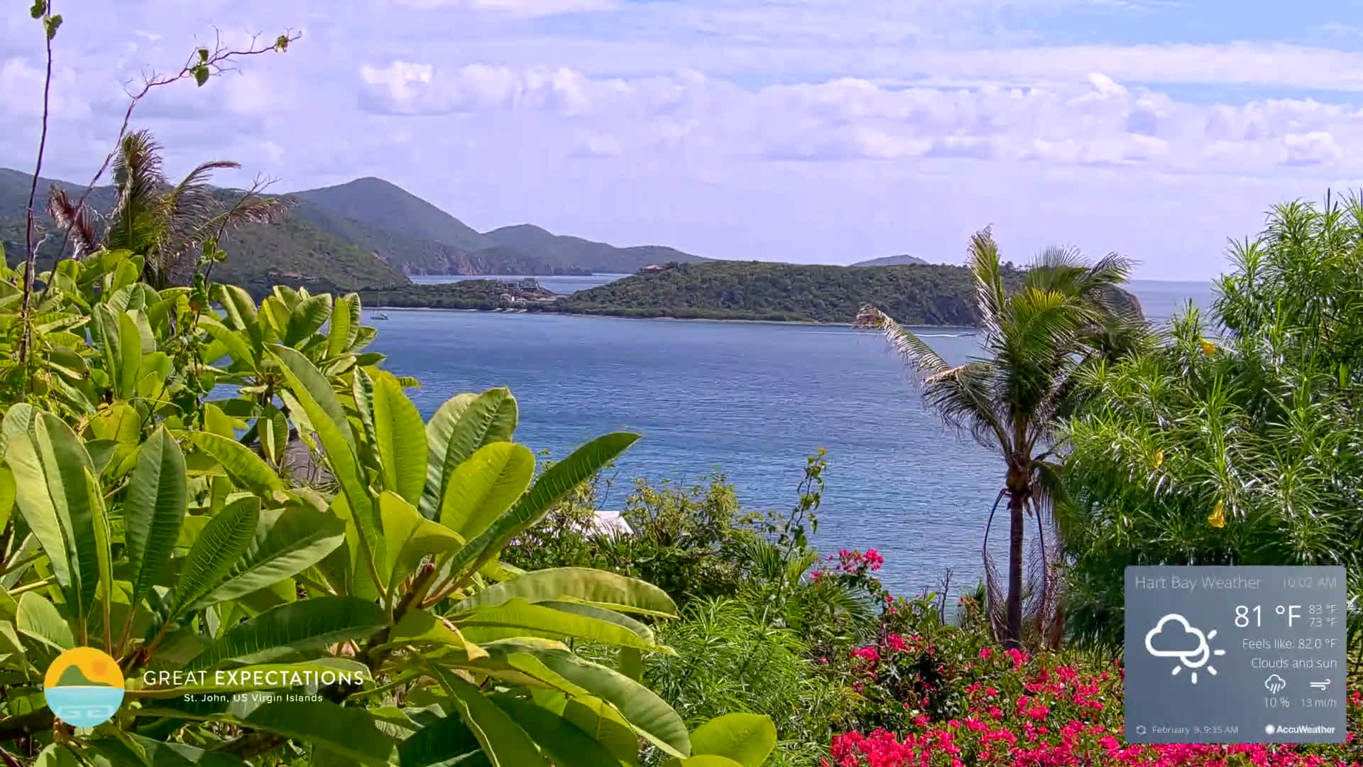 St. John, Hart & Rendezvous Bays Live Cam - Cruz Bay, St. John, United States Virgin Islands, USA