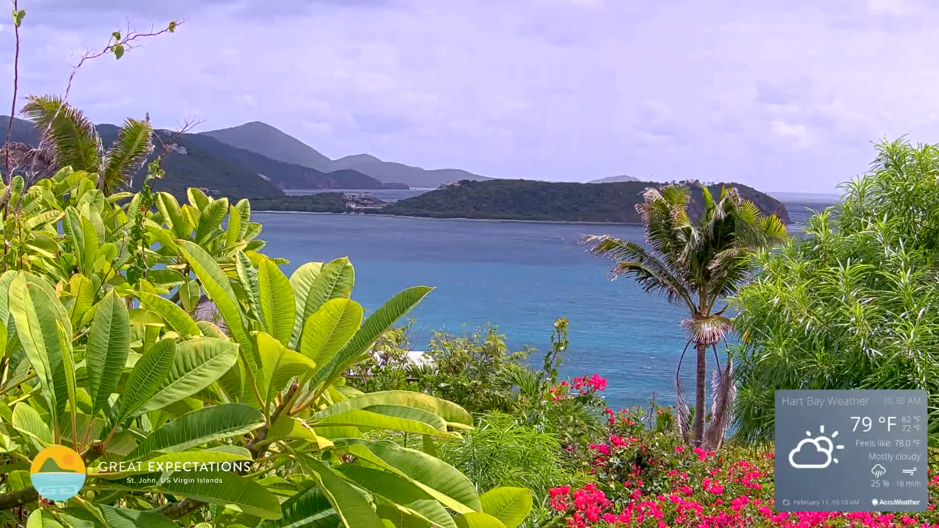 St. John, Hart & Rendezvous Bays Live Cam - Cruz Bay, St. John, United States Virgin Islands, USA
