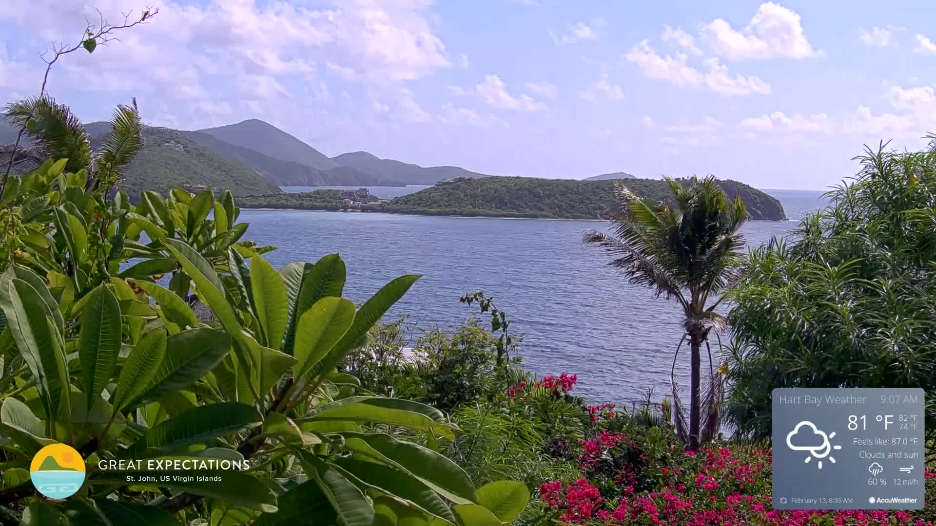 St. John, Hart & Rendezvous Bays Live Cam - Cruz Bay, St. John, United States Virgin Islands, USA