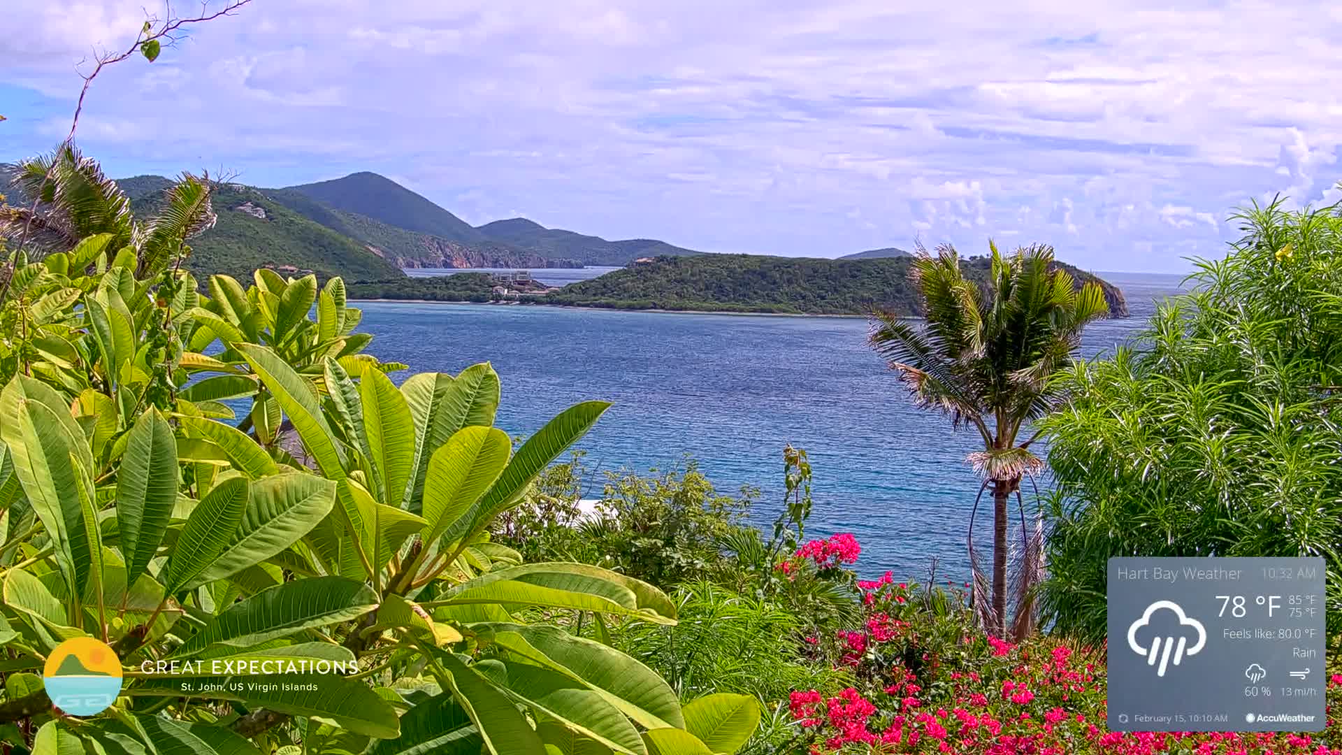 St. John, Hart & Rendezvous Bays Live Cam - Cruz Bay, St. John, United States Virgin Islands, USA