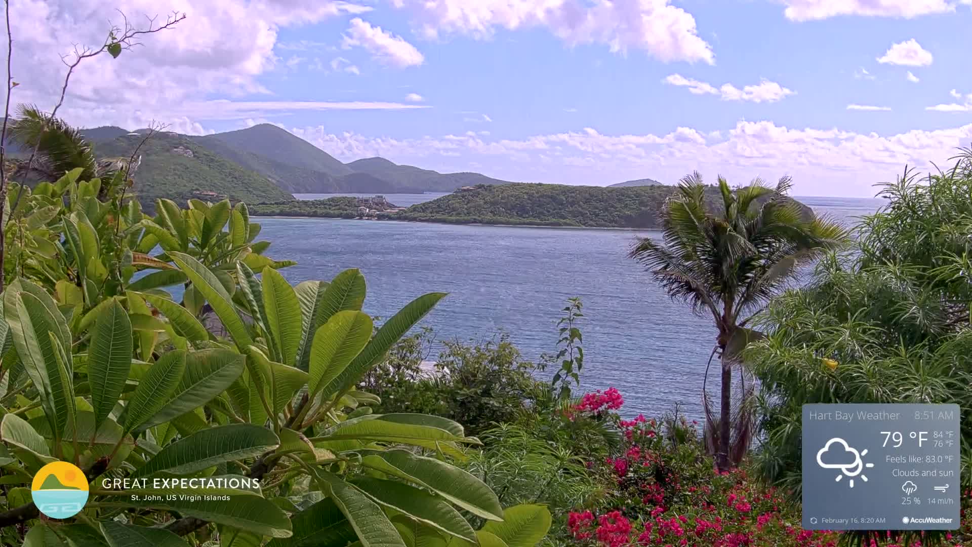 St. John, Hart & Rendezvous Bays Live Cam - Cruz Bay, St. John, United States Virgin Islands, USA