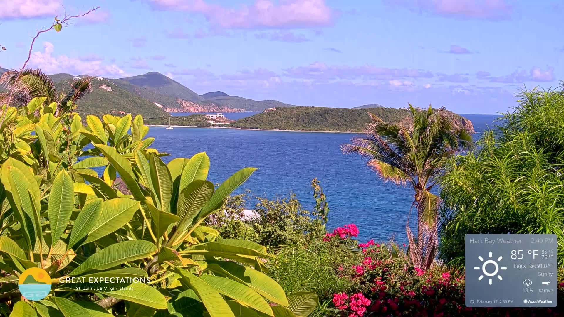 St. John, Hart & Rendezvous Bays Live Cam - Cruz Bay, St. John, United States Virgin Islands, USA