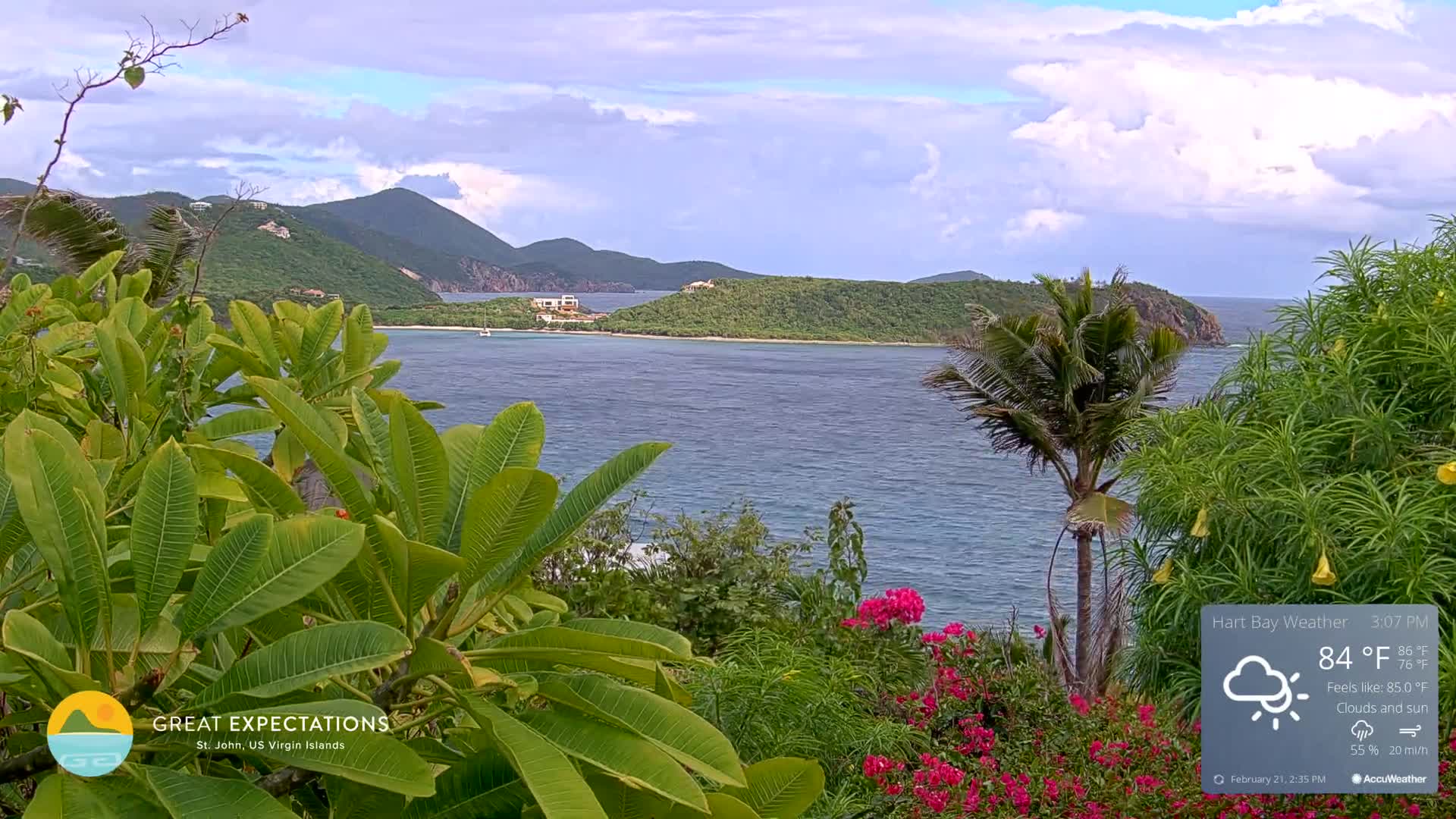 St. John, Hart & Rendezvous Bays Live Cam - Cruz Bay, St. John, United States Virgin Islands, USA