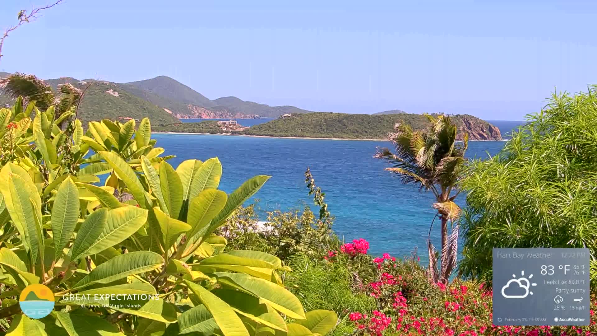 St. John, Hart & Rendezvous Bays Live Cam - Cruz Bay, St. John, United States Virgin Islands, USA
