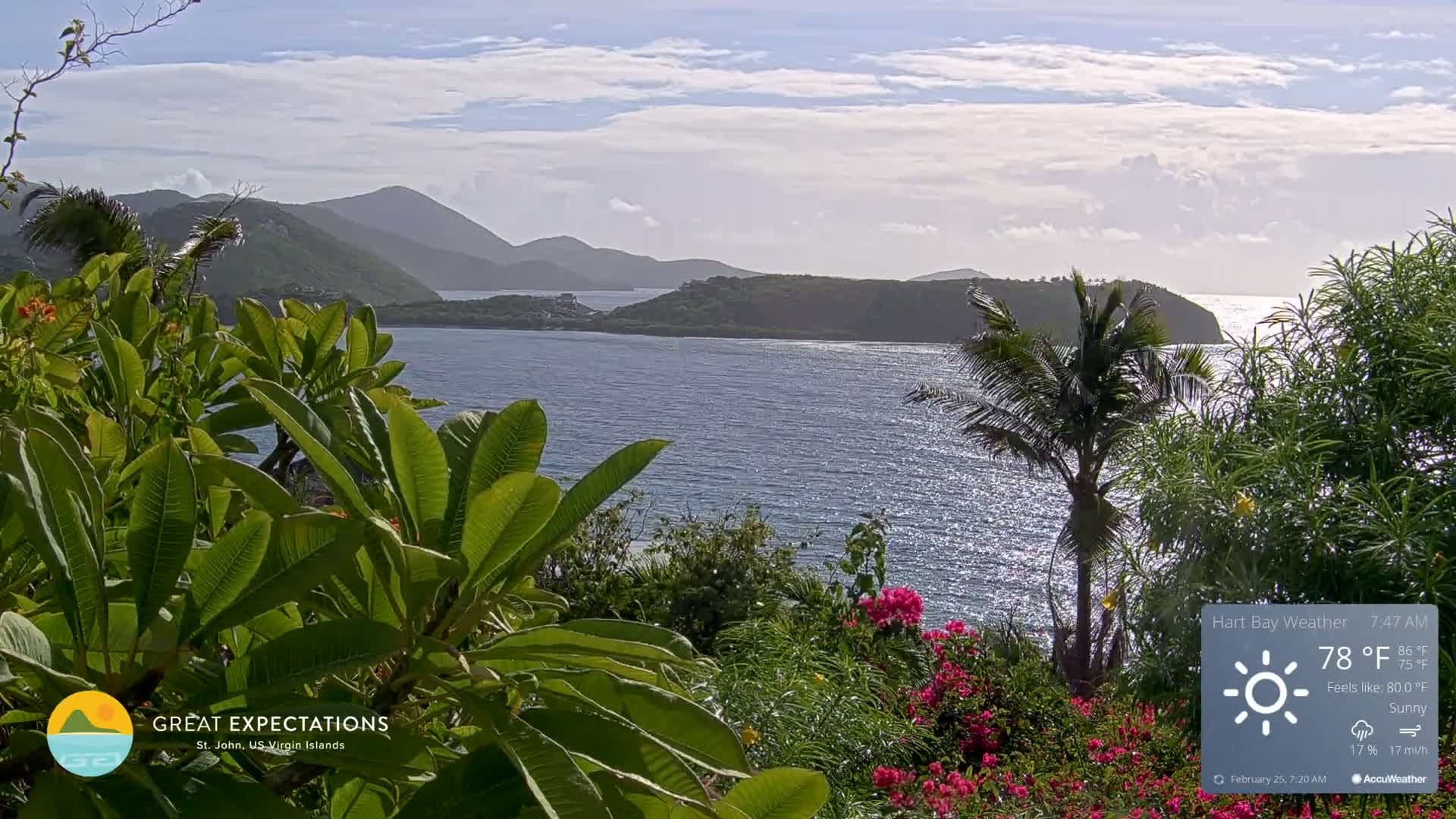 St. John, Hart & Rendezvous Bays Live Cam - Cruz Bay, St. John, United States Virgin Islands, USA