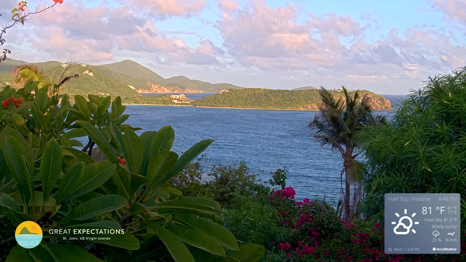 St. John, Hart & Rendezvous Bays Live Cam - Cruz Bay, St. John, United States Virgin Islands, USA