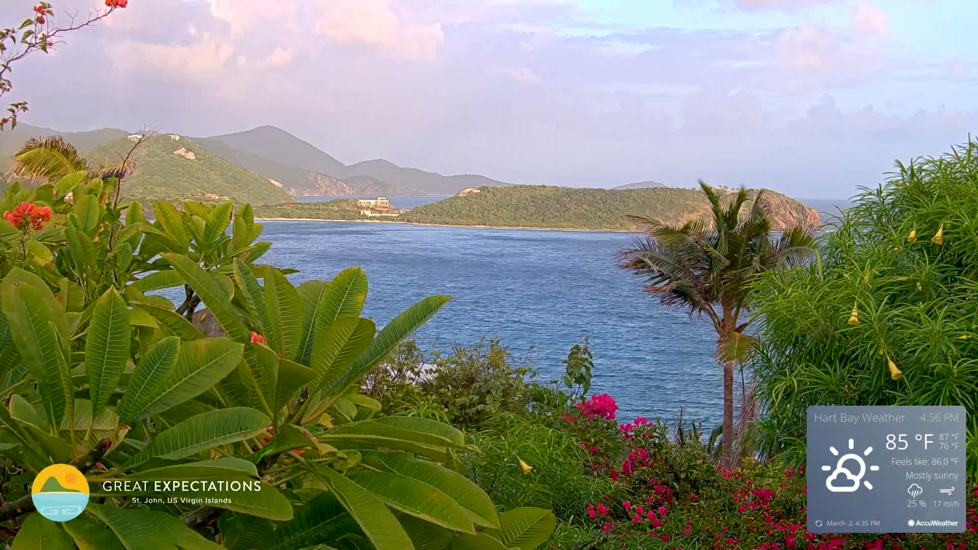 St. John, Hart & Rendezvous Bays Live Cam - Cruz Bay, St. John, United States Virgin Islands, USA