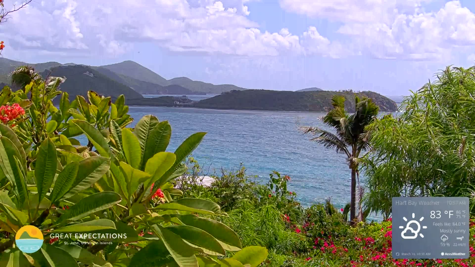 St. John, Hart & Rendezvous Bays Live Cam - Cruz Bay, St. John, United States Virgin Islands, USA