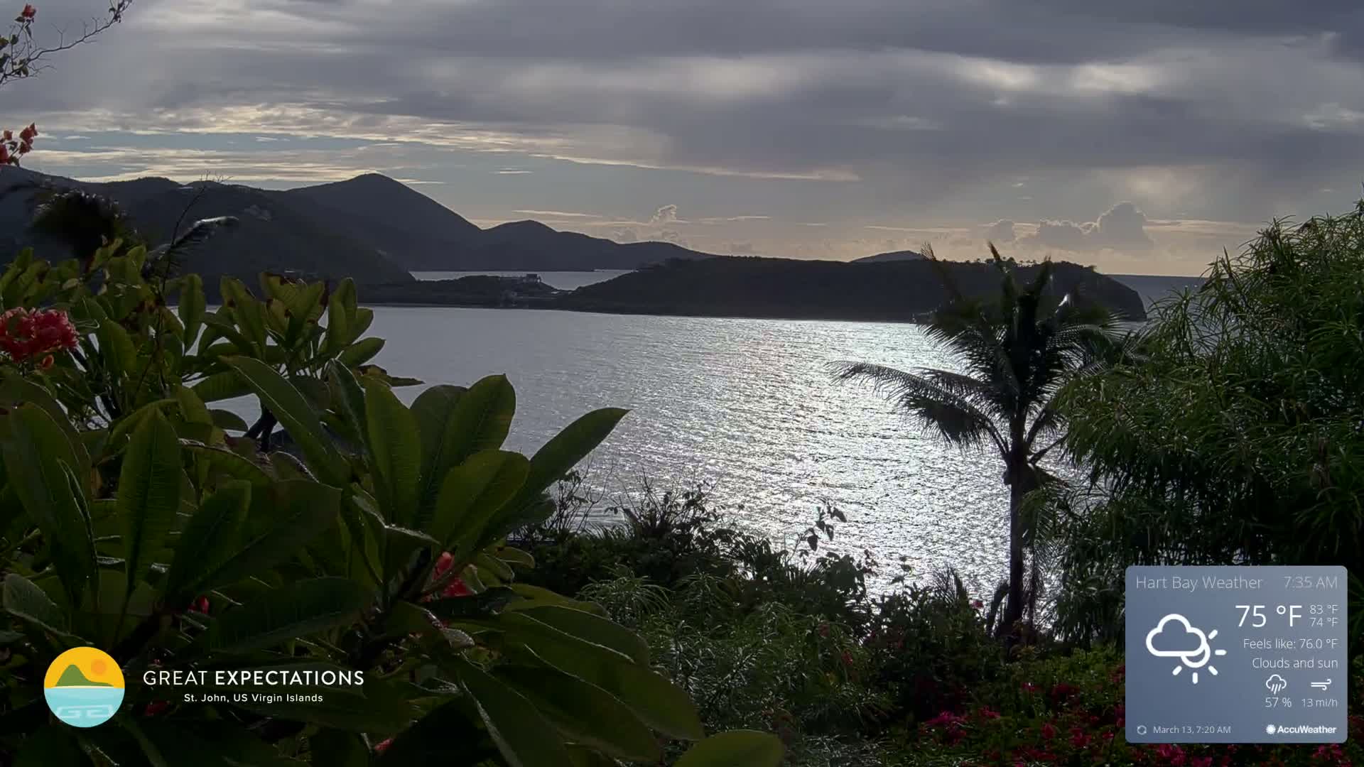 St. John, Hart & Rendezvous Bays Live Cam - Cruz Bay, St. John, United States Virgin Islands, USA