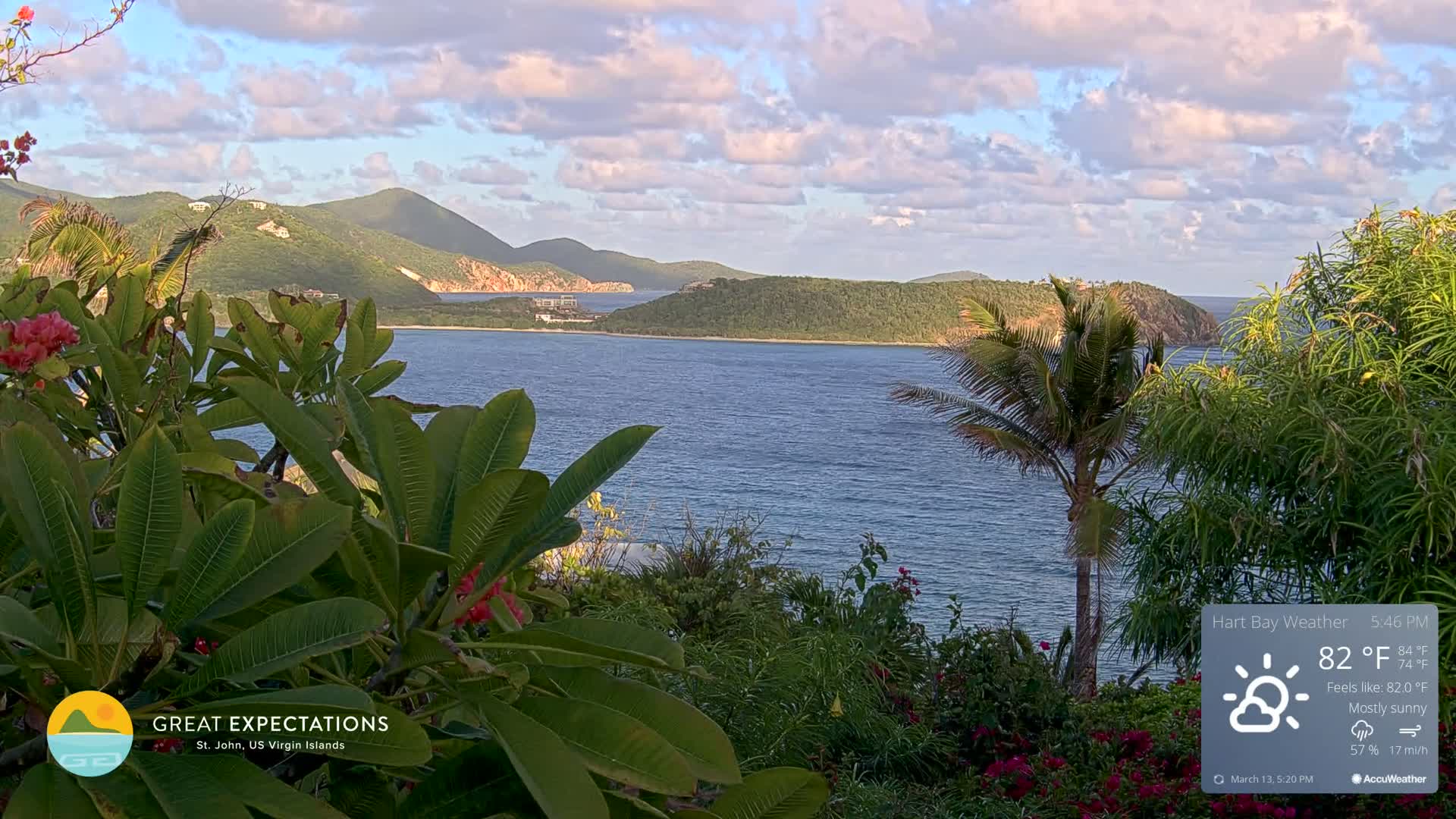 St. John, Hart & Rendezvous Bays Live Cam - Cruz Bay, St. John, United States Virgin Islands, USA