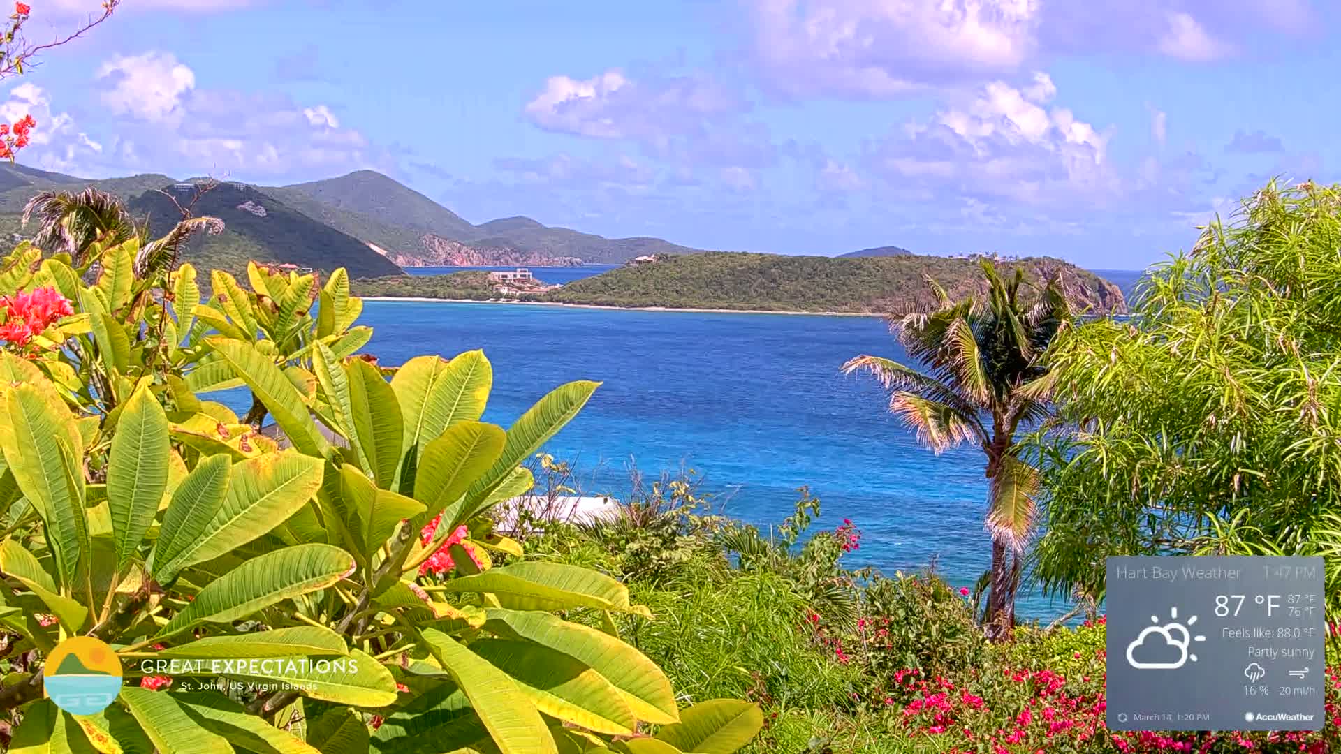 St. John, Hart & Rendezvous Bays Live Cam - Cruz Bay, St. John, United States Virgin Islands, USA