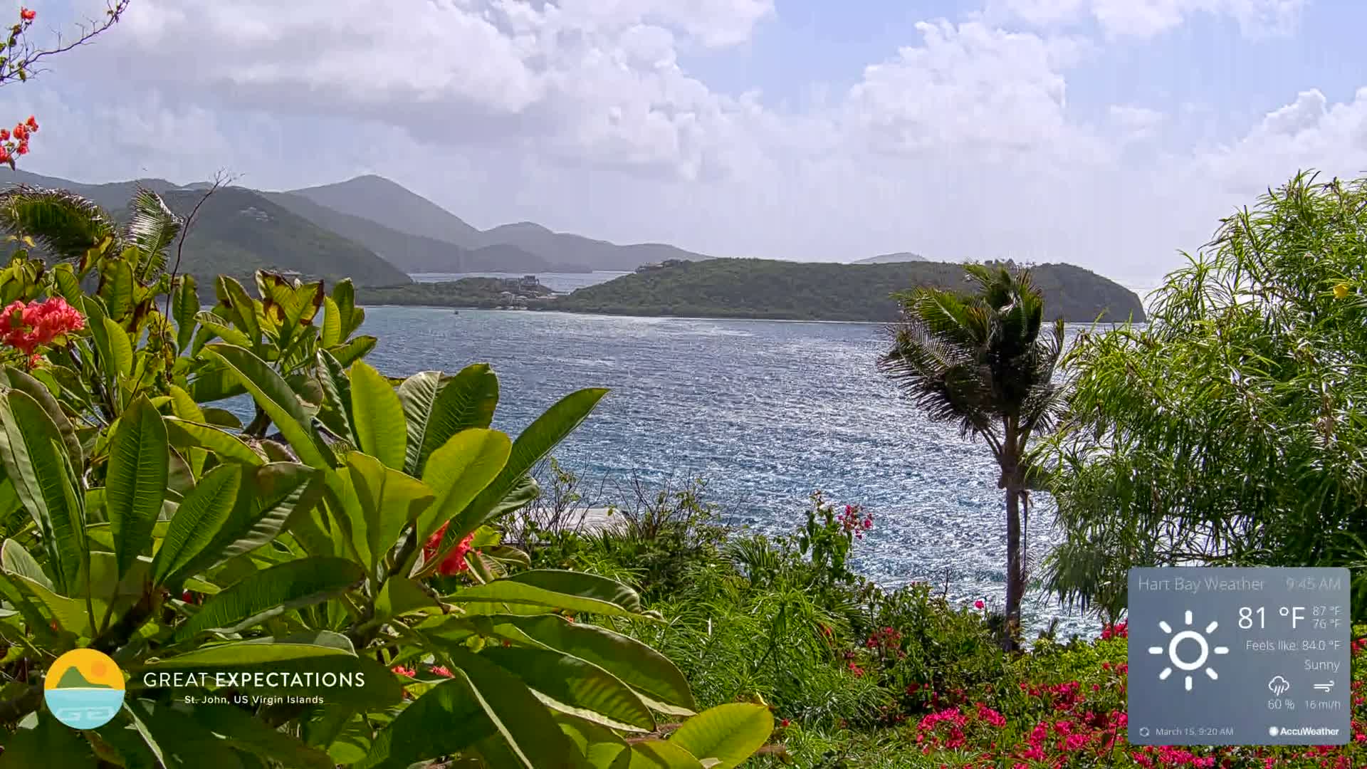 St. John, Hart & Rendezvous Bays Live Cam - Cruz Bay, St. John, United States Virgin Islands, USA