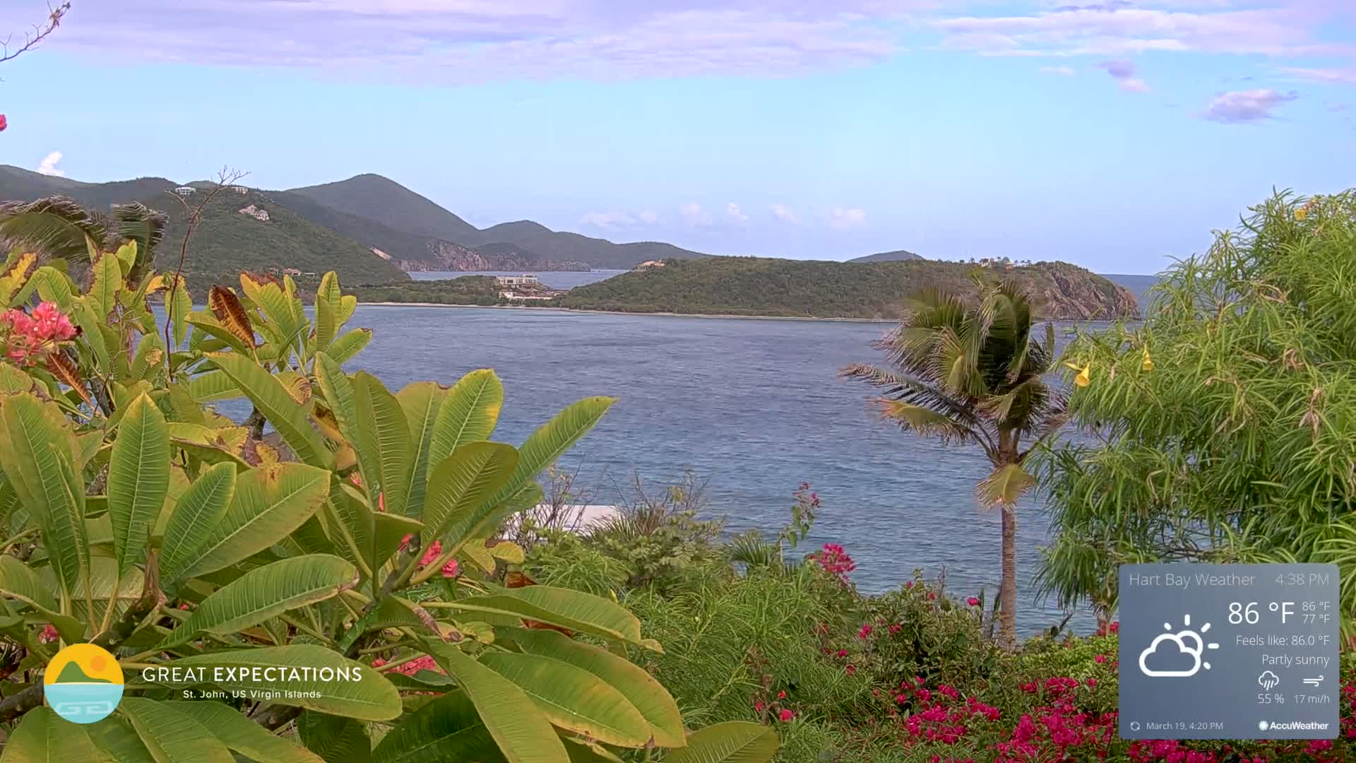 St. John, Hart & Rendezvous Bays Live Cam - Cruz Bay, St. John, United States Virgin Islands, USA
