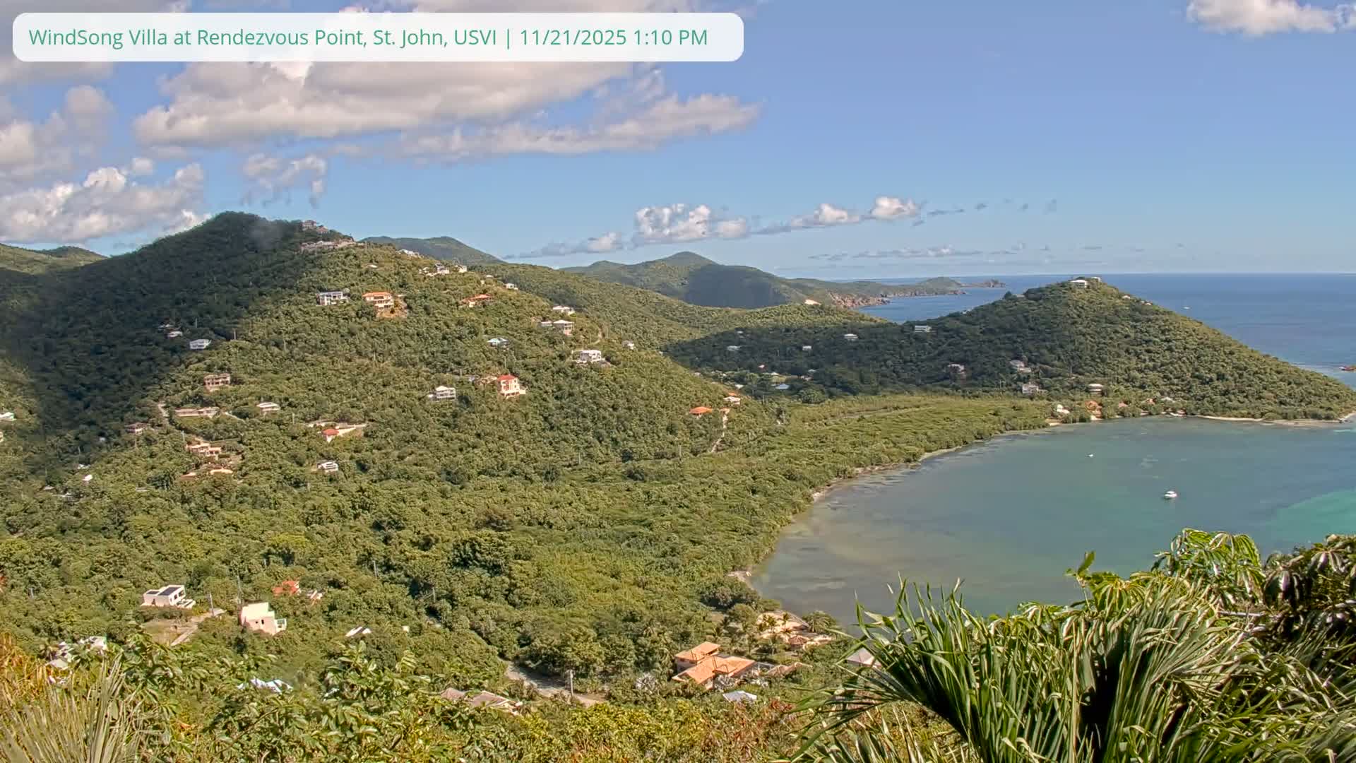 St. John, Fish Bay from Rendezvous and Ditleff Live Cam - Cruz Bay, St. John, United States Virgin Islands, USA