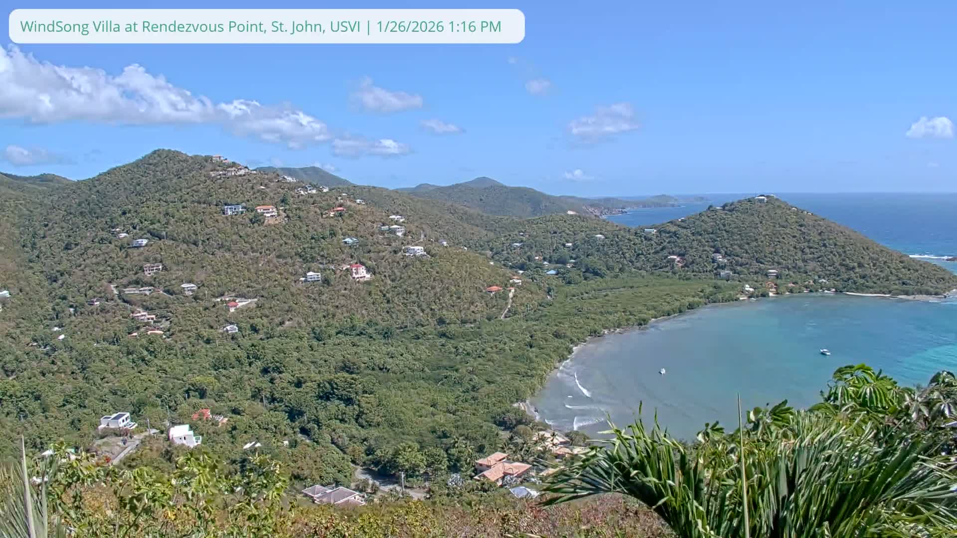 St. John, Fish Bay from Rendezvous and Ditleff Live Cam - Cruz Bay, St. John, United States Virgin Islands, USA