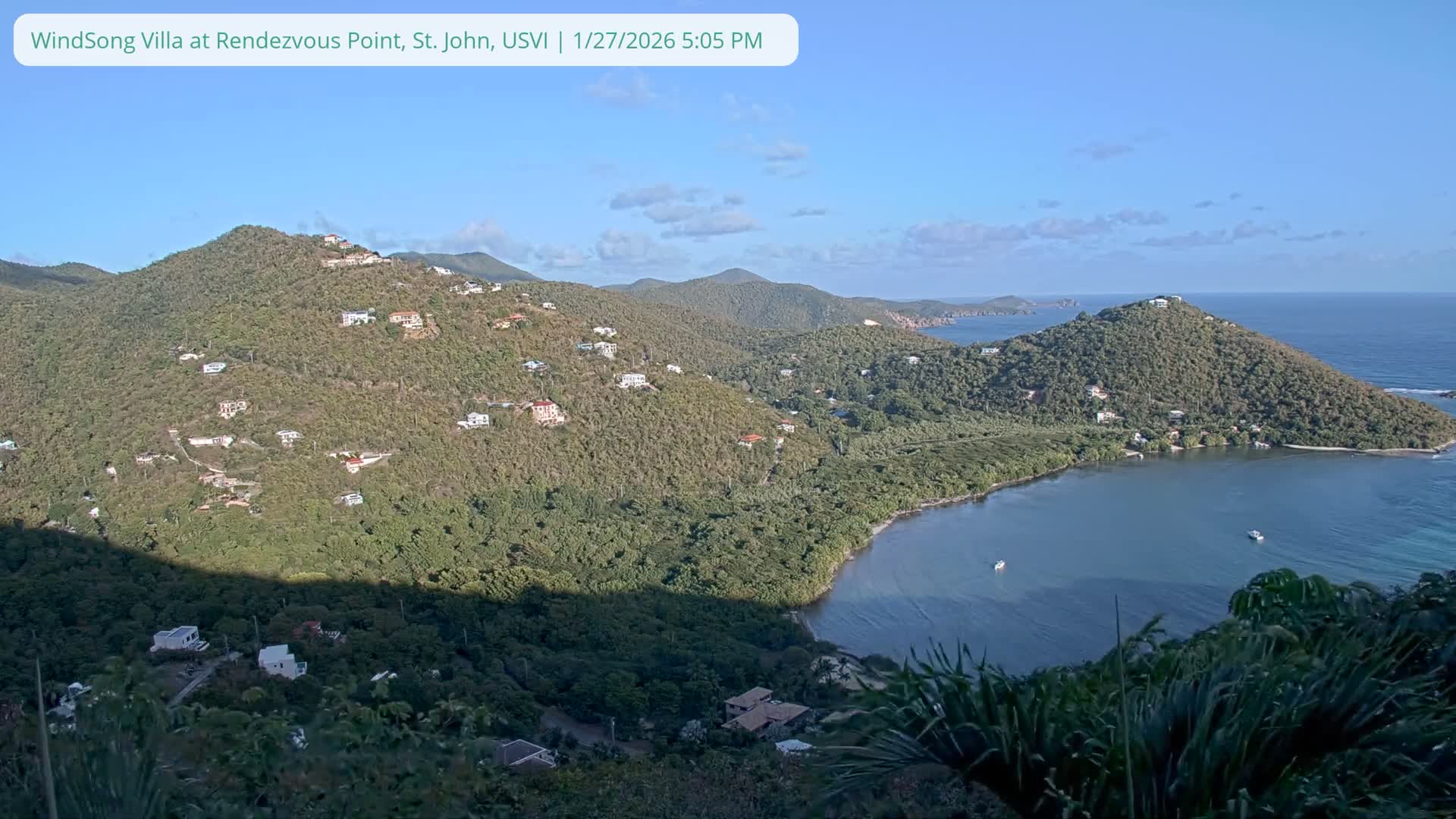 St. John, Fish Bay from Rendezvous and Ditleff Live Cam - Cruz Bay, St. John, United States Virgin Islands, USA