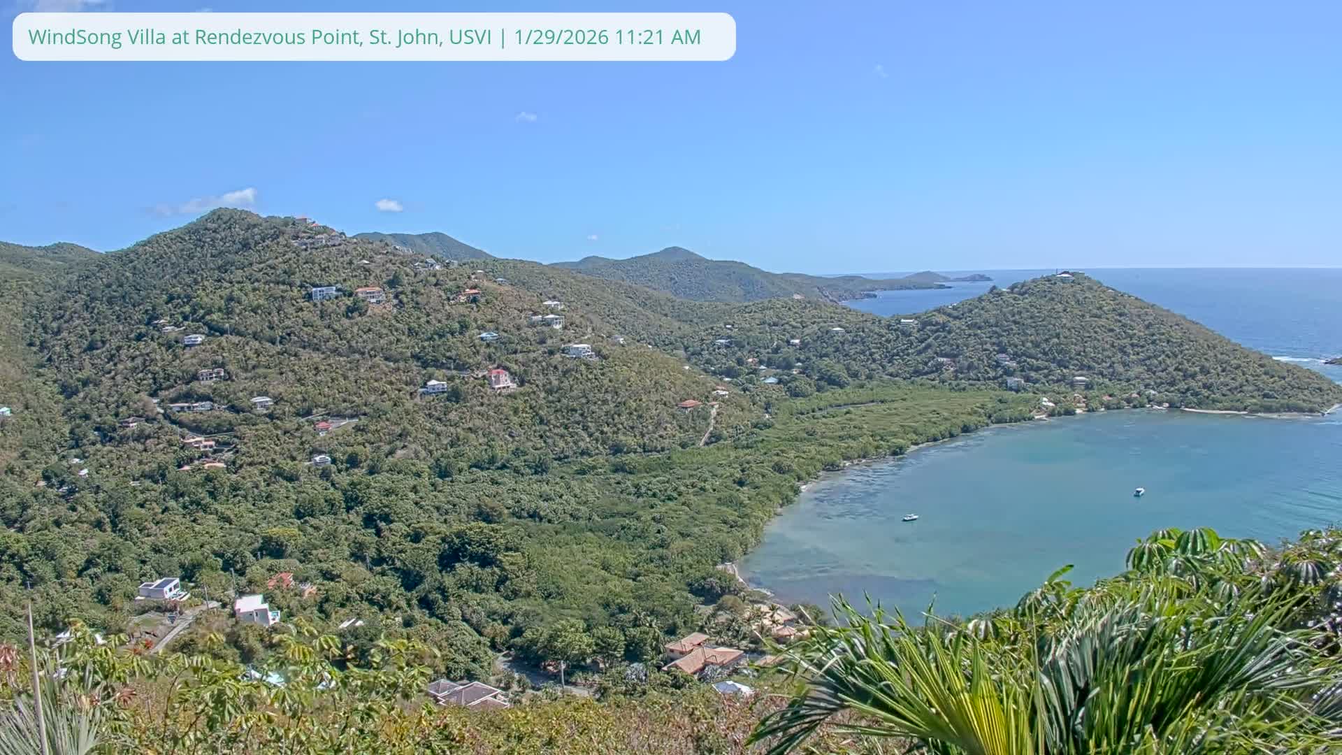 St. John, Fish Bay from Rendezvous and Ditleff Live Cam - Cruz Bay, St. John, United States Virgin Islands, USA