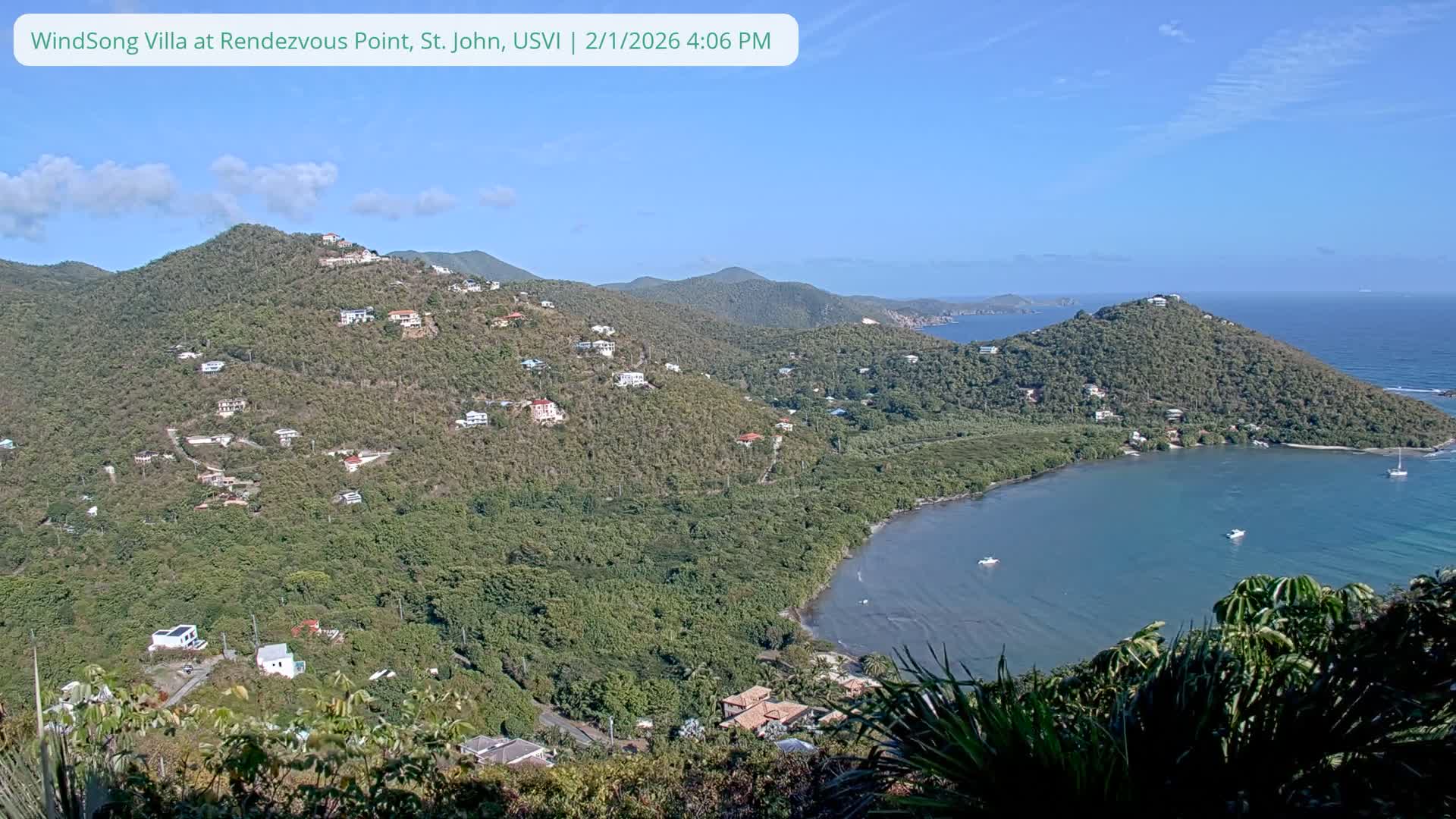 St. John, Fish Bay from Rendezvous and Ditleff Live Cam - Cruz Bay, St. John, United States Virgin Islands, USA