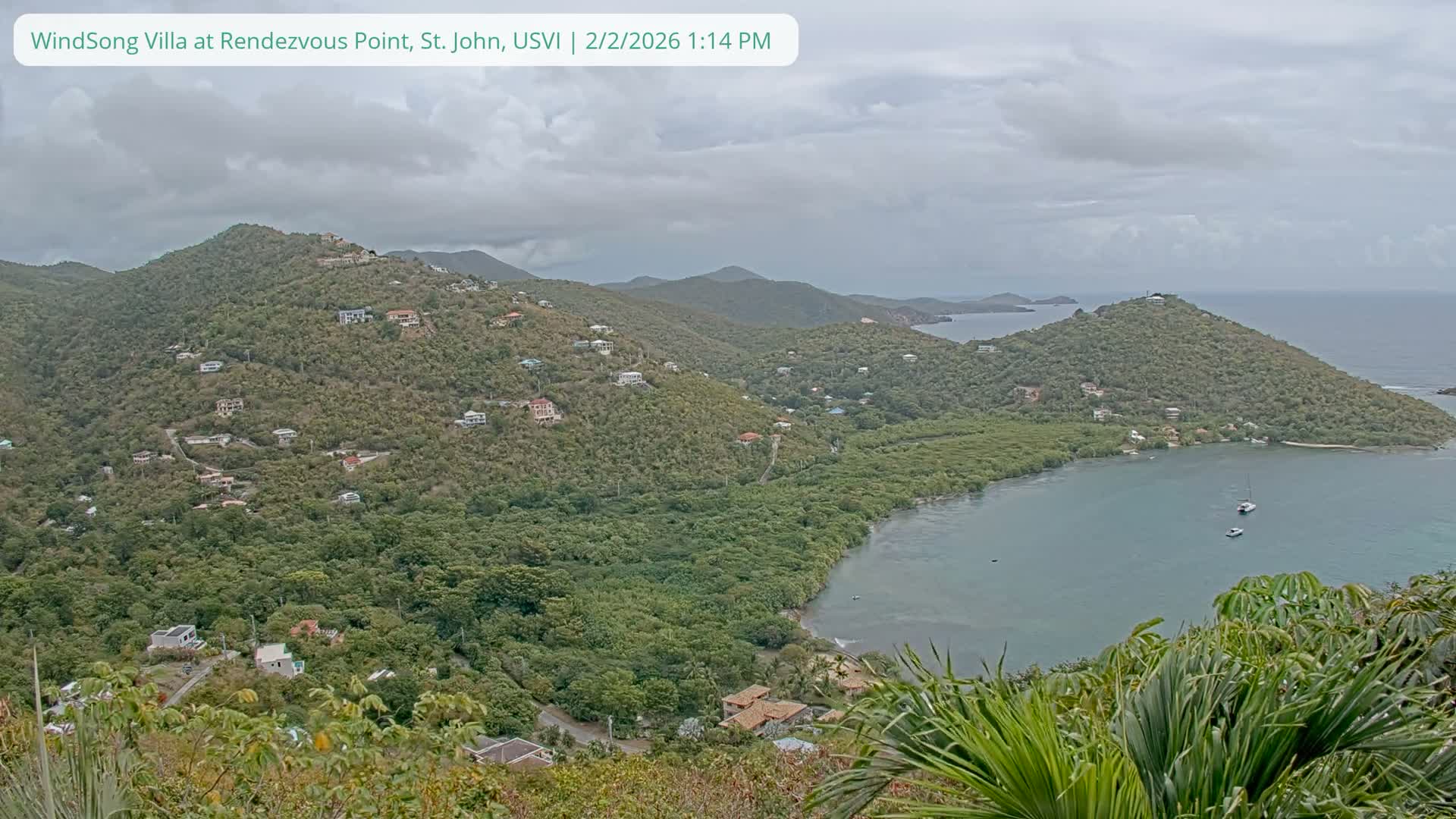 St. John, Fish Bay from Rendezvous and Ditleff Live Cam - Cruz Bay, St. John, United States Virgin Islands, USA
