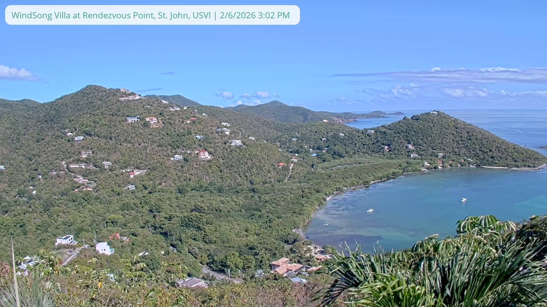 St. John, Fish Bay from Rendezvous and Ditleff Live Cam - Cruz Bay, St. John, United States Virgin Islands, USA