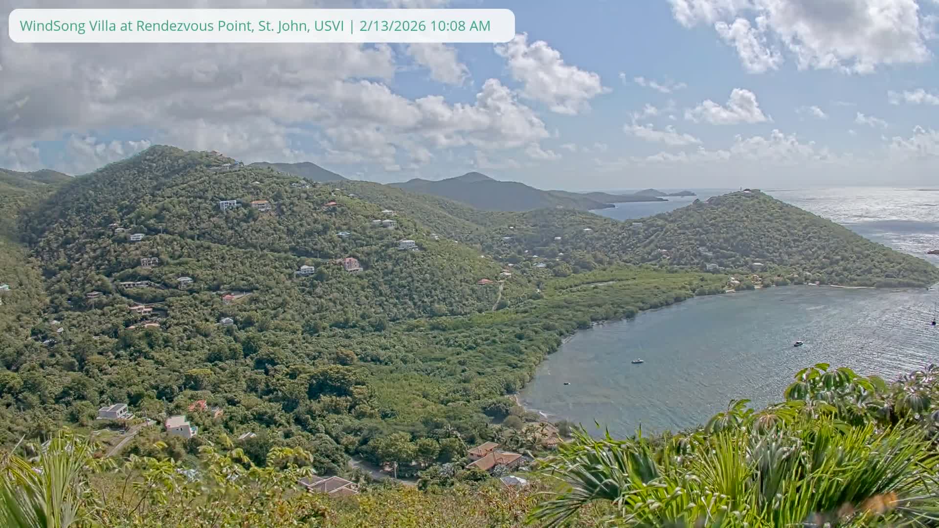 St. John, Fish Bay from Rendezvous and Ditleff Live Cam - Cruz Bay, St. John, United States Virgin Islands, USA