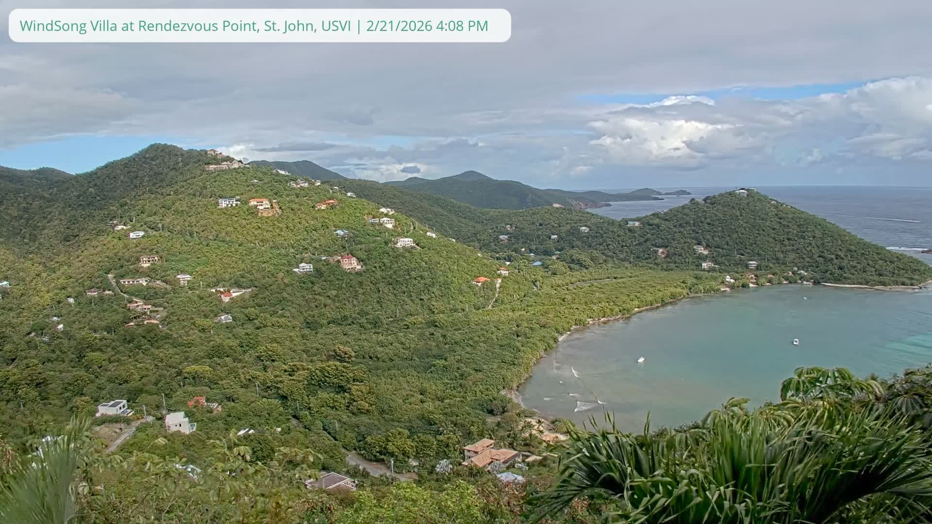 St. John, Fish Bay from Rendezvous and Ditleff Live Cam - Cruz Bay, St. John, United States Virgin Islands, USA