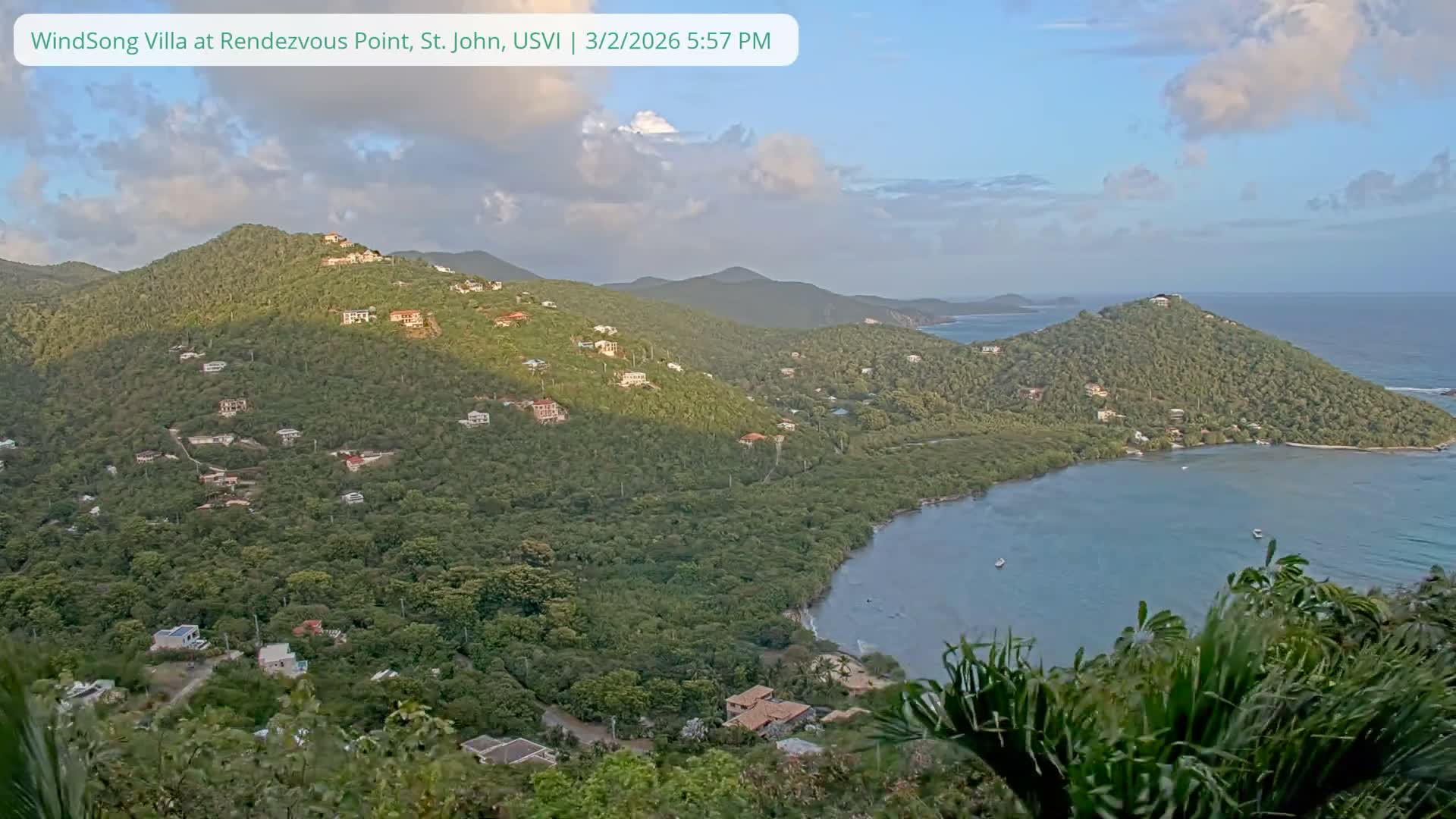 St. John, Fish Bay from Rendezvous and Ditleff Live Cam - Cruz Bay, St. John, United States Virgin Islands, USA