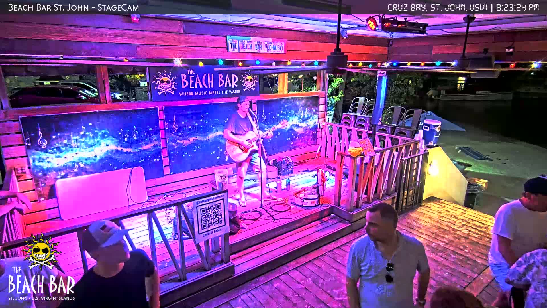 St. John, Cruz Bay The Beach Bar Stage Live Cam - Cruz Bay, St. John, United States Virgin Islands, USA
