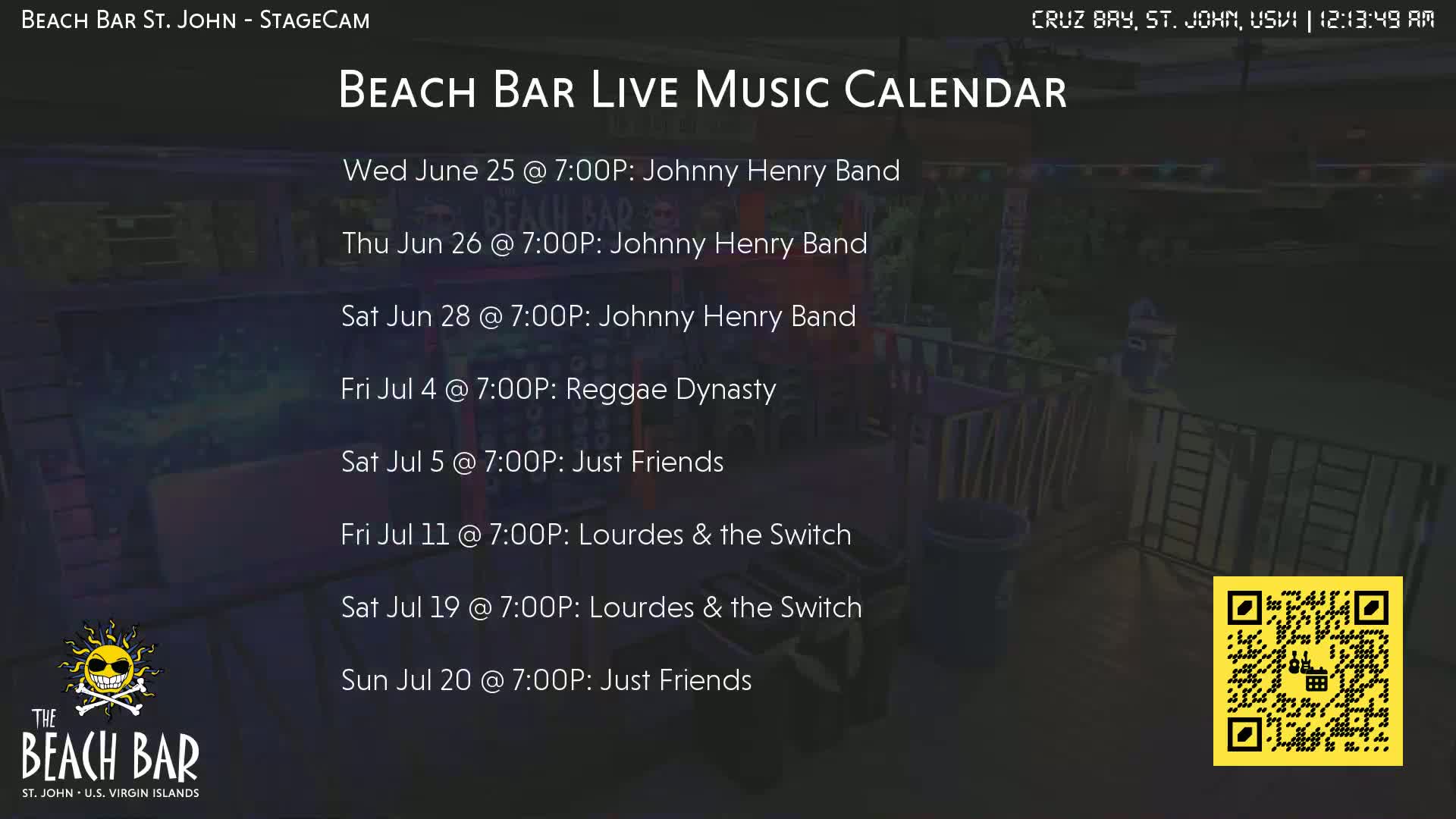 St. John, Cruz Bay The Beach Bar Stage Live Cam - Cruz Bay, St. John, United States Virgin Islands, USA