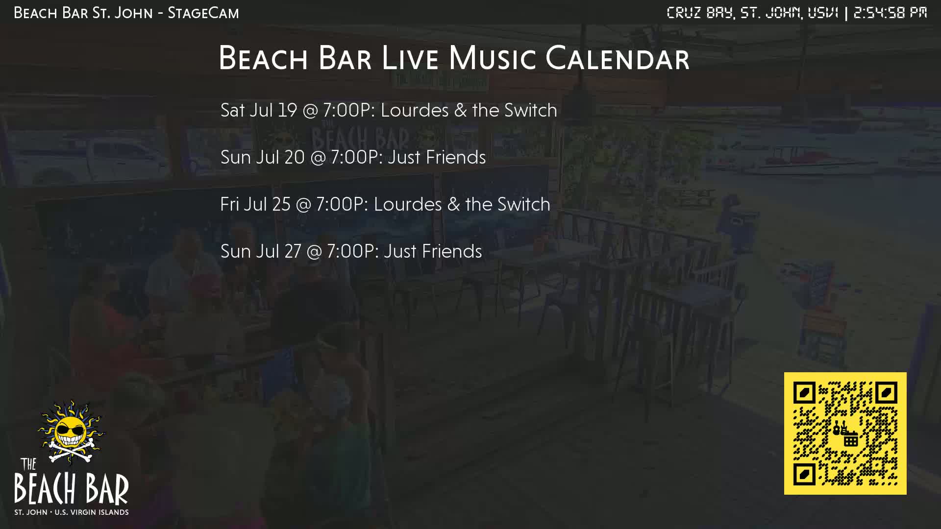 St. John, Cruz Bay The Beach Bar Stage Live Cam - Cruz Bay, St. John, United States Virgin Islands, USA