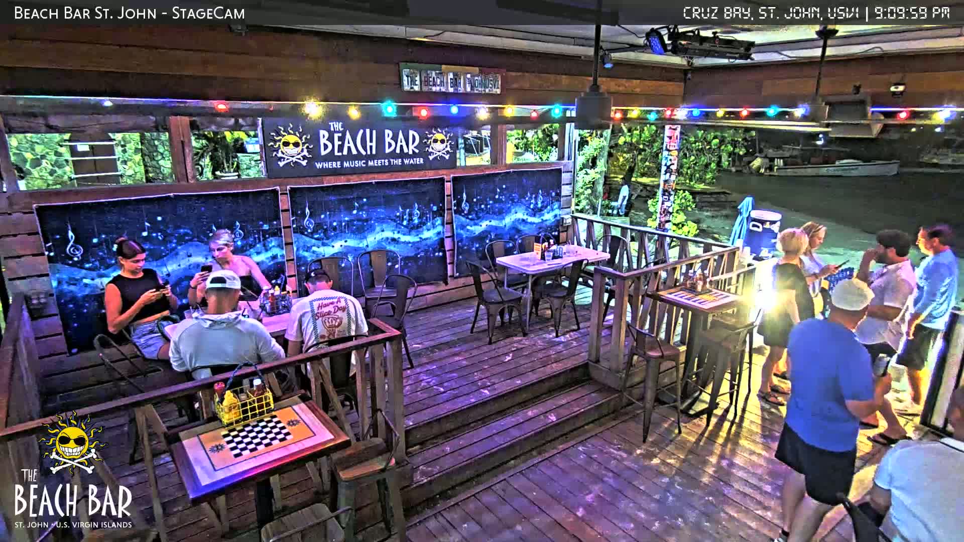 St. John, Cruz Bay The Beach Bar Stage Live Cam - Cruz Bay, St. John, United States Virgin Islands, USA