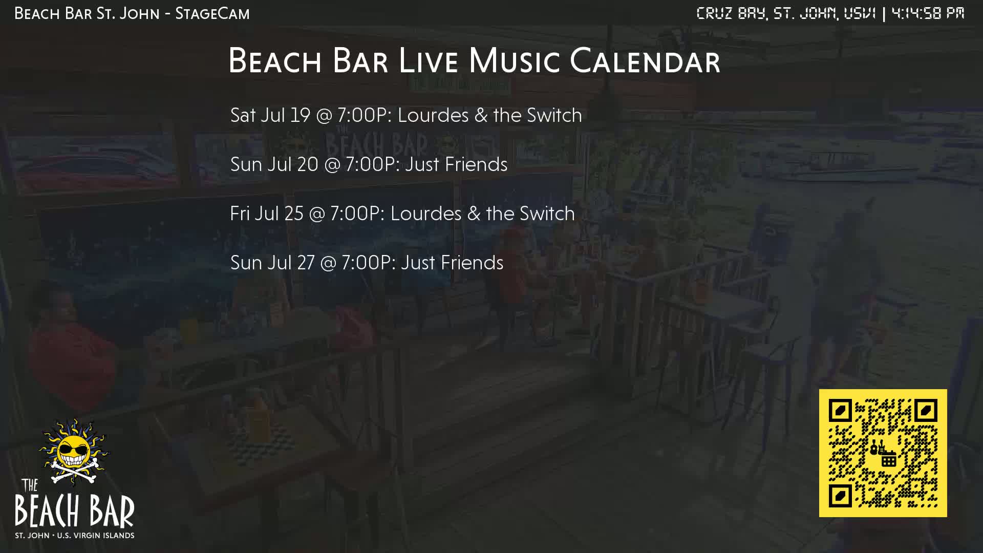 St. John, Cruz Bay The Beach Bar Stage Live Cam - Cruz Bay, St. John, United States Virgin Islands, USA