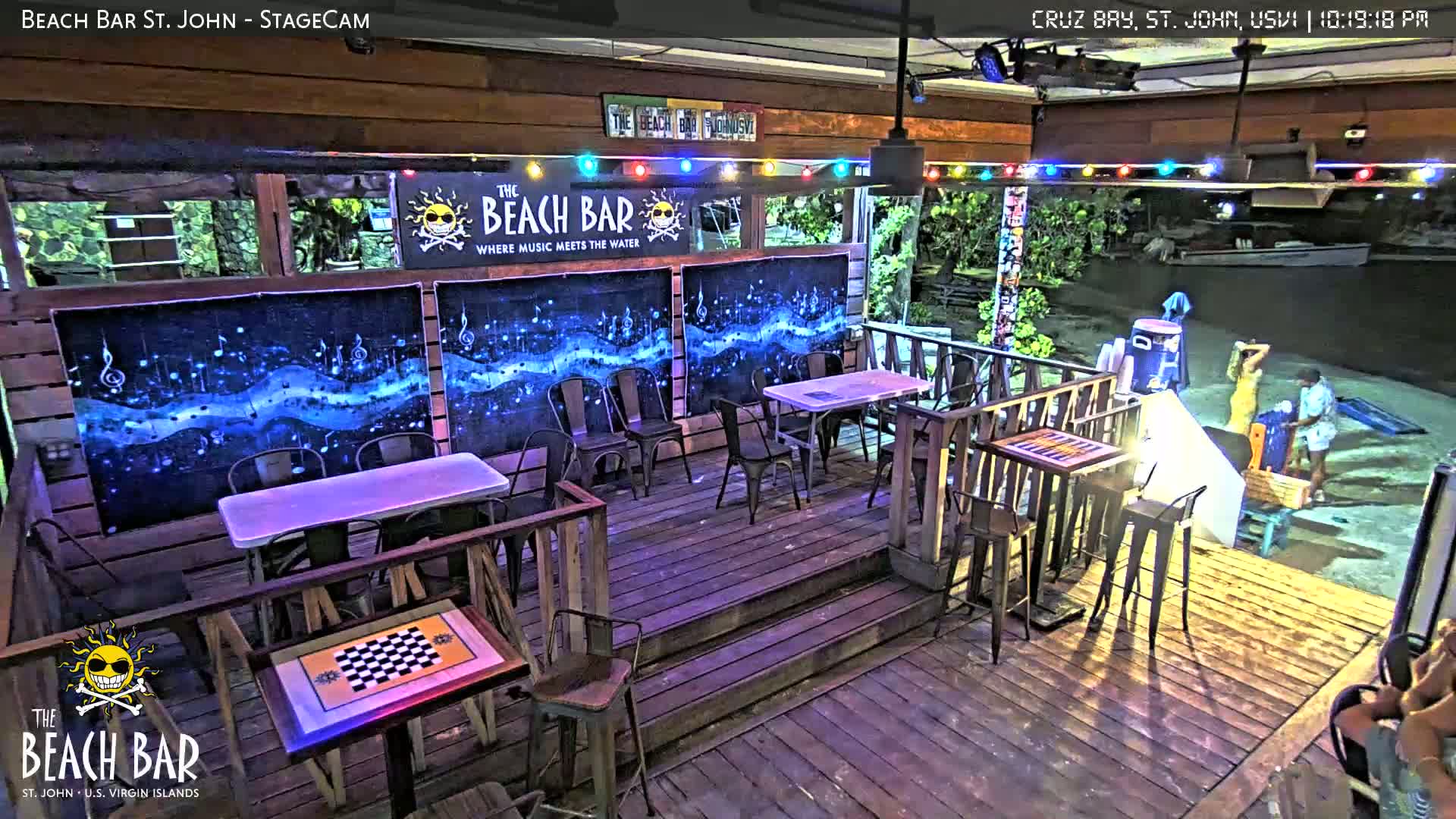 St. John, Cruz Bay The Beach Bar Stage Live Cam - Cruz Bay, St. John, United States Virgin Islands, USA