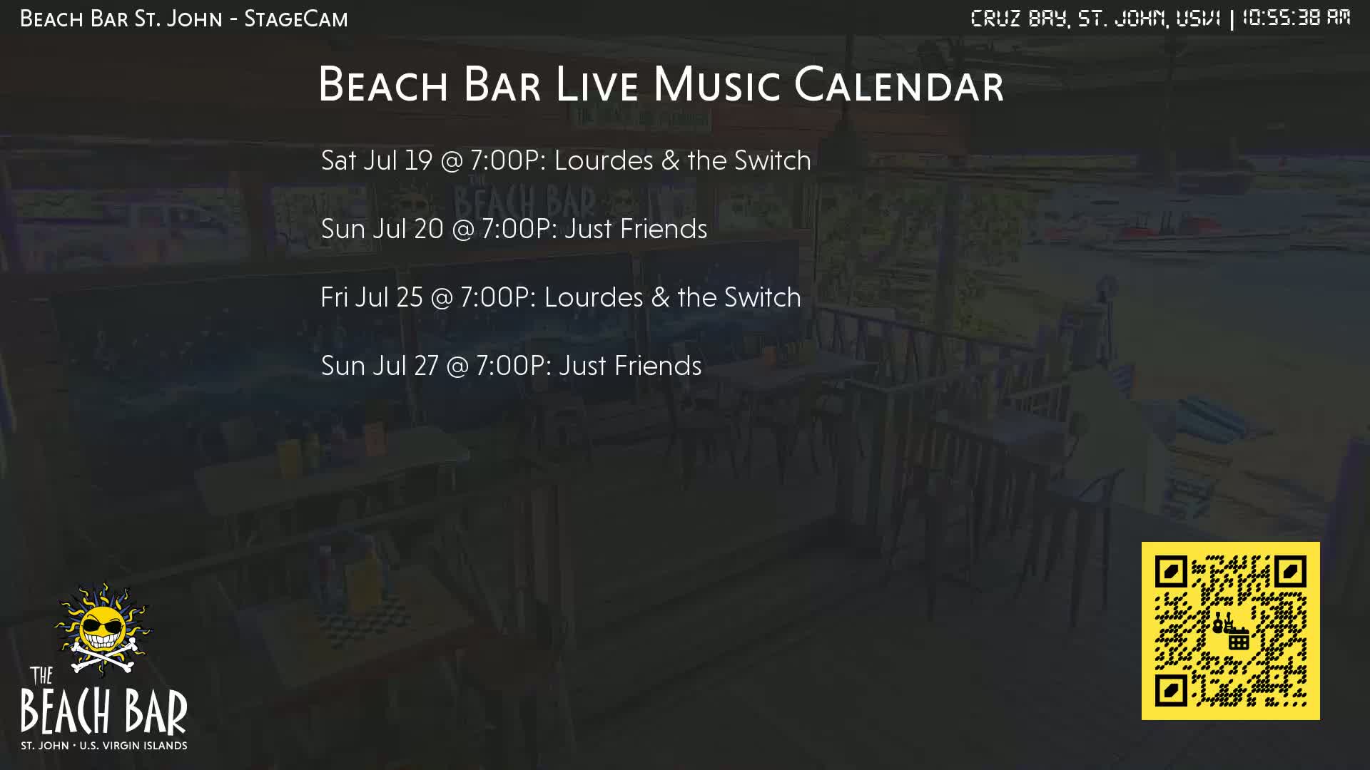 St. John, Cruz Bay The Beach Bar Stage Live Cam - Cruz Bay, St. John, United States Virgin Islands, USA