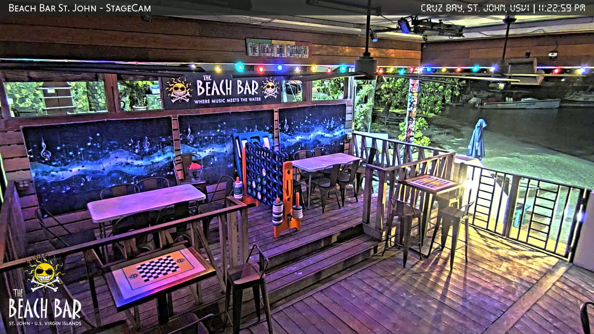 St. John, Cruz Bay The Beach Bar Stage Live Cam - Cruz Bay, St. John, United States Virgin Islands, USA