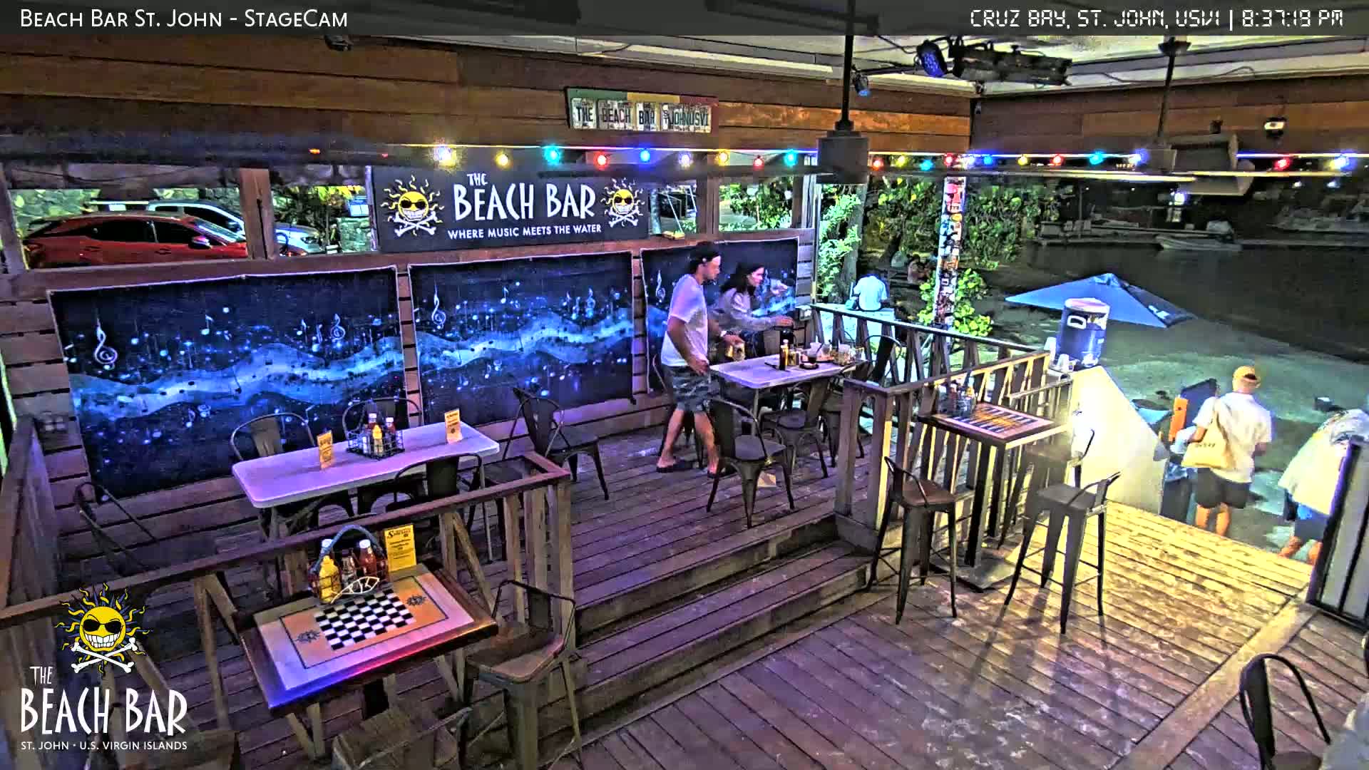 St. John, Cruz Bay The Beach Bar Stage Live Cam - Cruz Bay, St. John, United States Virgin Islands, USA