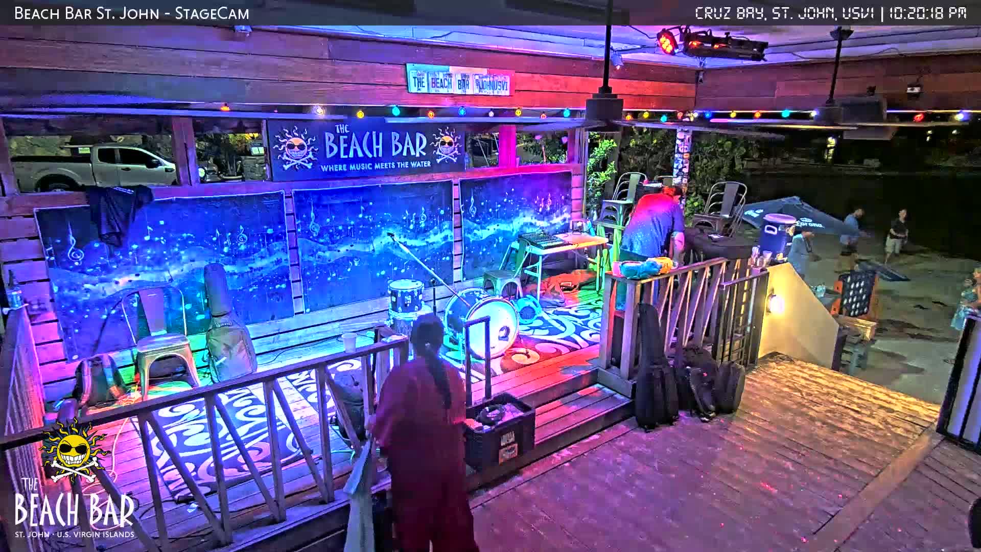 St. John, Cruz Bay The Beach Bar Stage Live Cam - Cruz Bay, St. John, United States Virgin Islands, USA