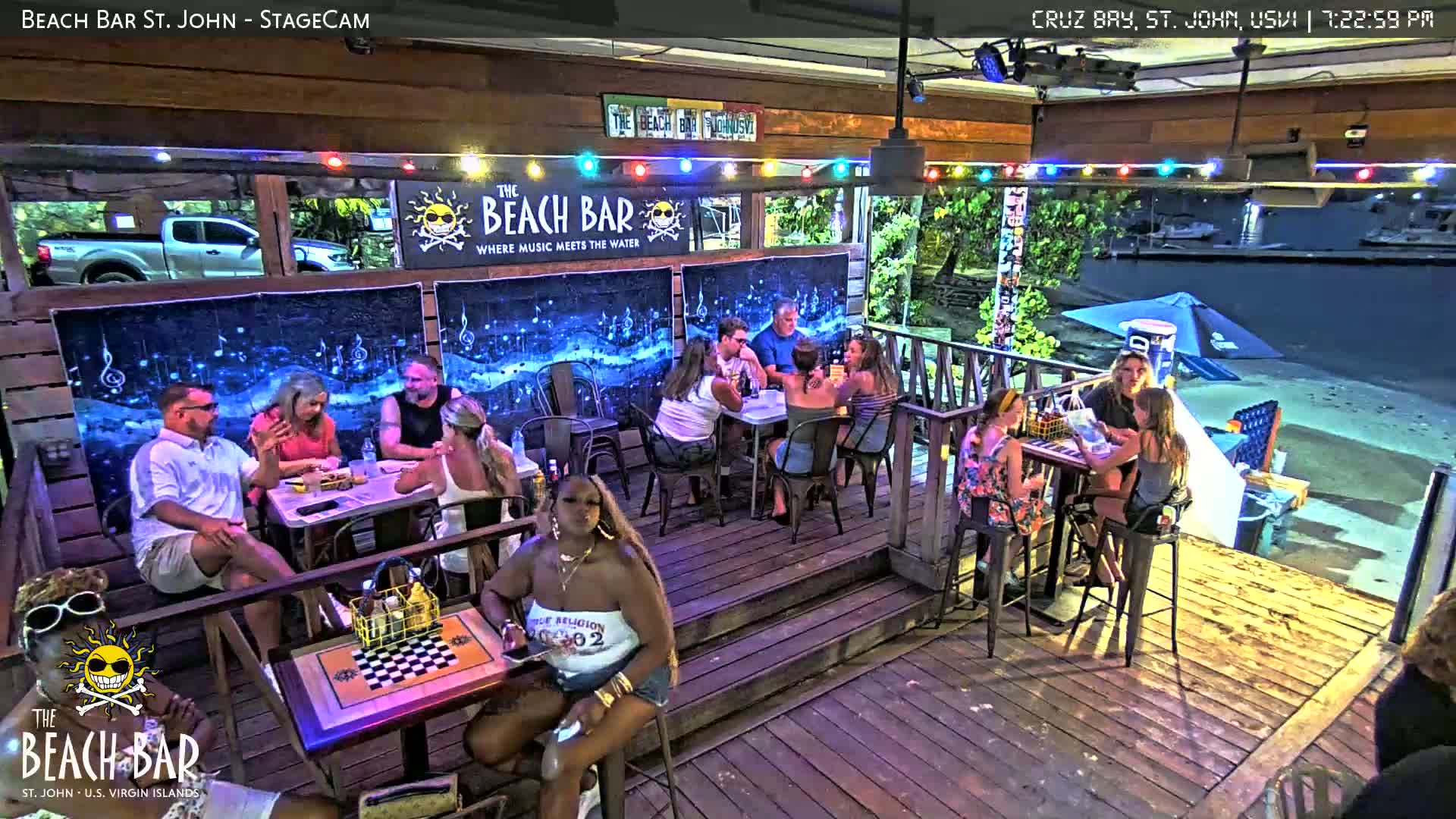 St. John, Cruz Bay The Beach Bar Stage Live Cam - Cruz Bay, St. John, United States Virgin Islands, USA