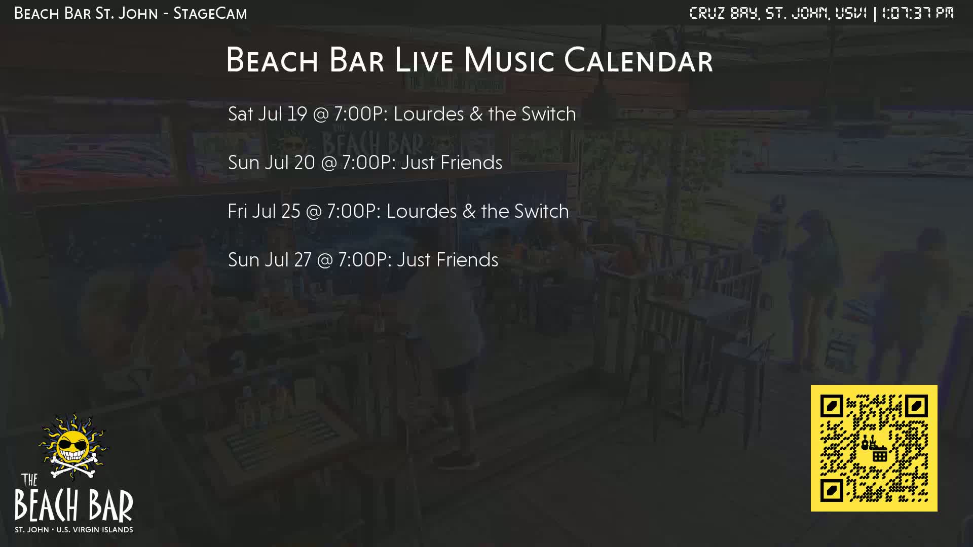 St. John, Cruz Bay The Beach Bar Stage Live Cam - Cruz Bay, St. John, United States Virgin Islands, USA
