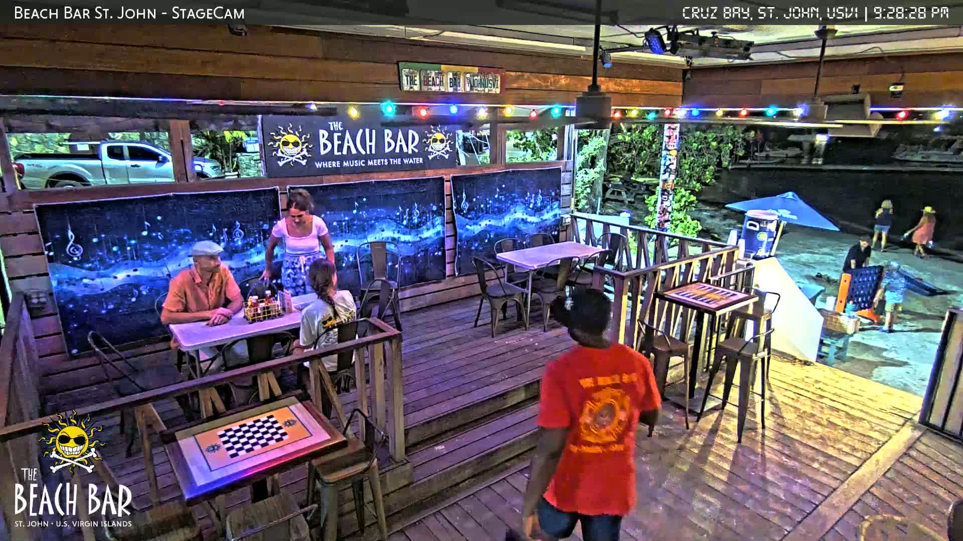 St. John, Cruz Bay The Beach Bar Stage Live Cam - Cruz Bay, St. John, United States Virgin Islands, USA