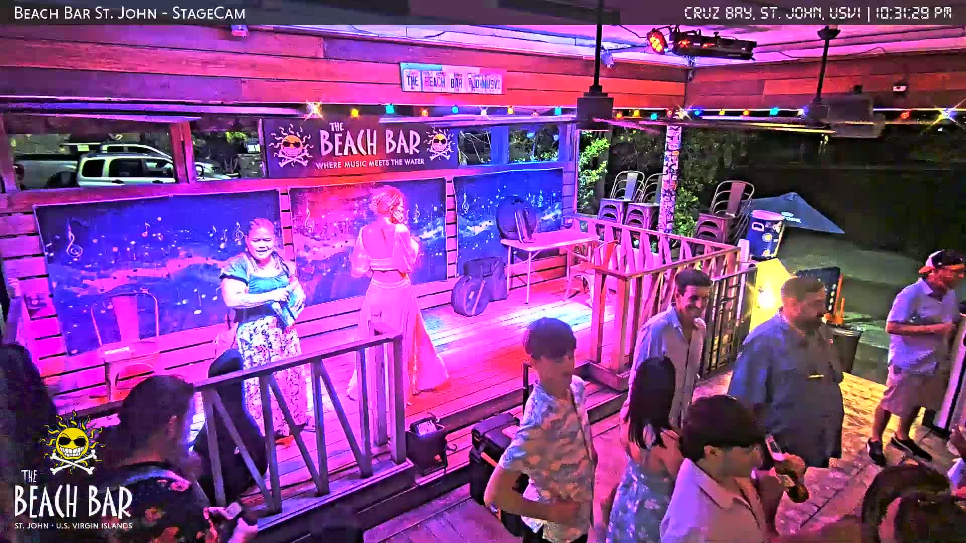 St. John, Cruz Bay The Beach Bar Stage Live Cam - Cruz Bay, St. John, United States Virgin Islands, USA