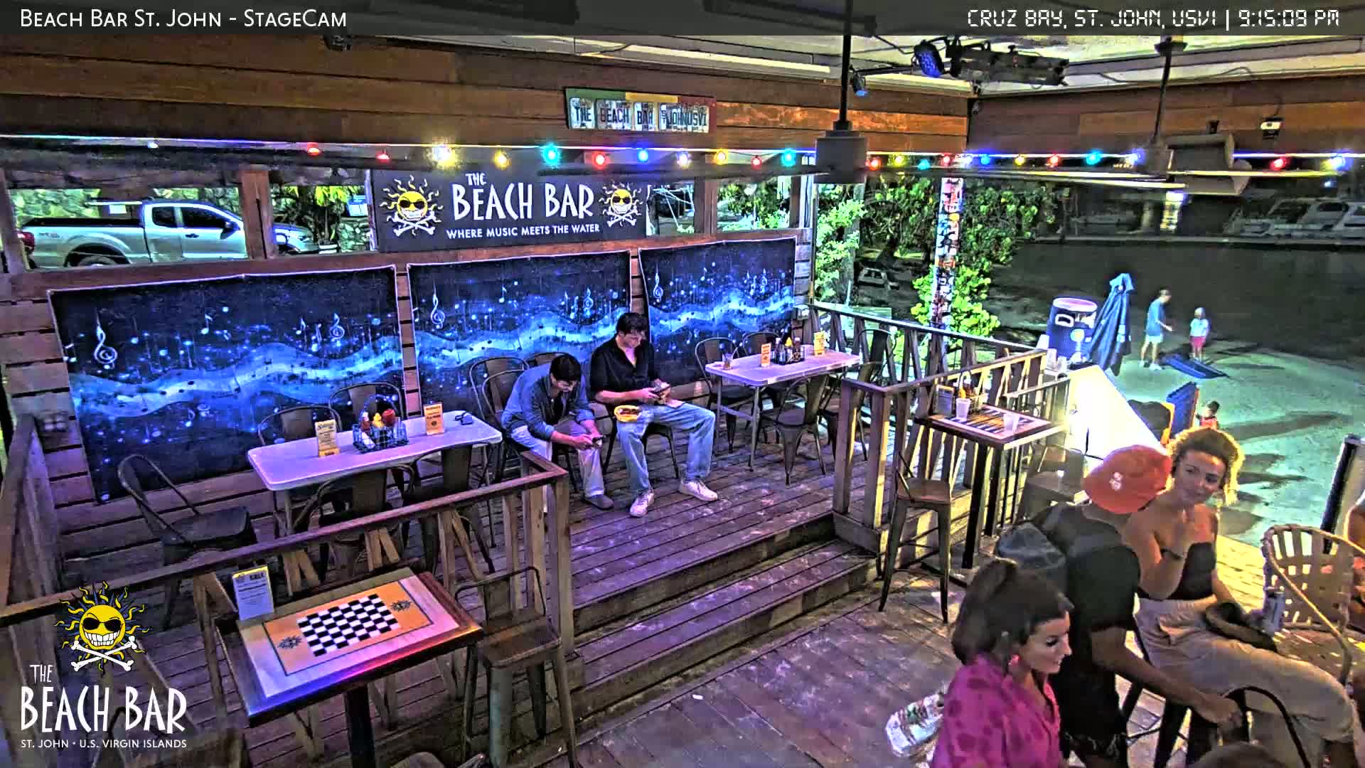 St. John, Cruz Bay The Beach Bar Stage Live Cam - Cruz Bay, St. John, United States Virgin Islands, USA